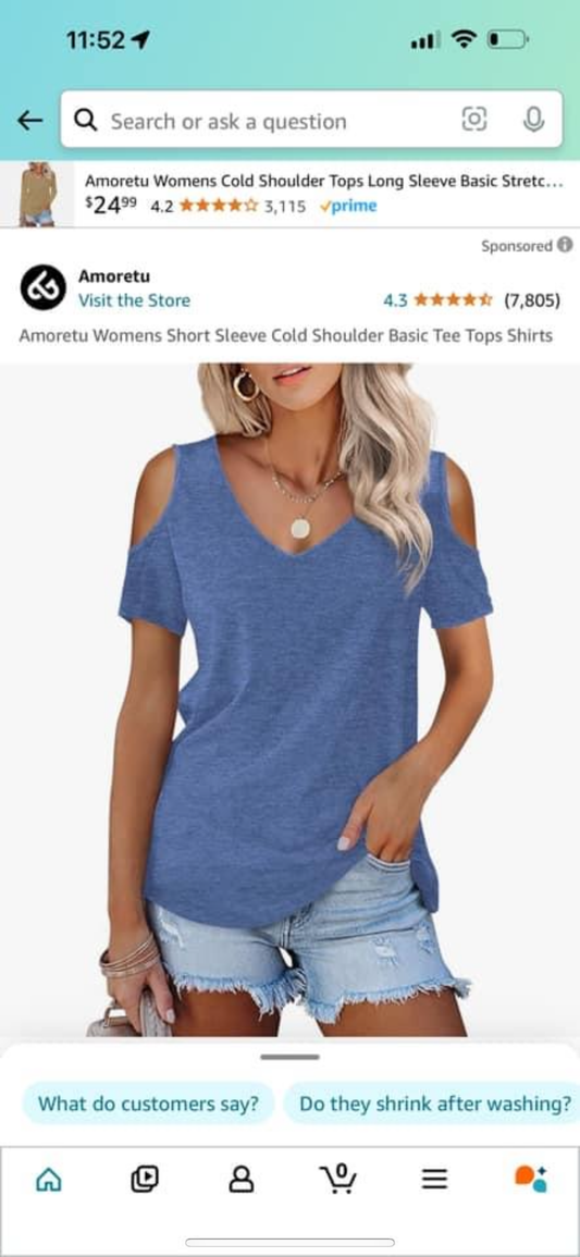 (Small) Brand New Blue Cold Shoulder Short Sleeve Blouse