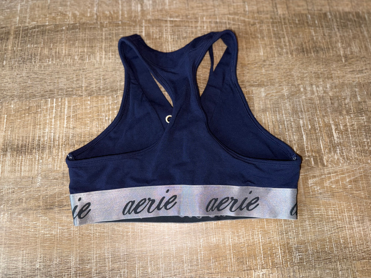 aerie (Small) Navy Blue Tied V-Neck Sports Bra