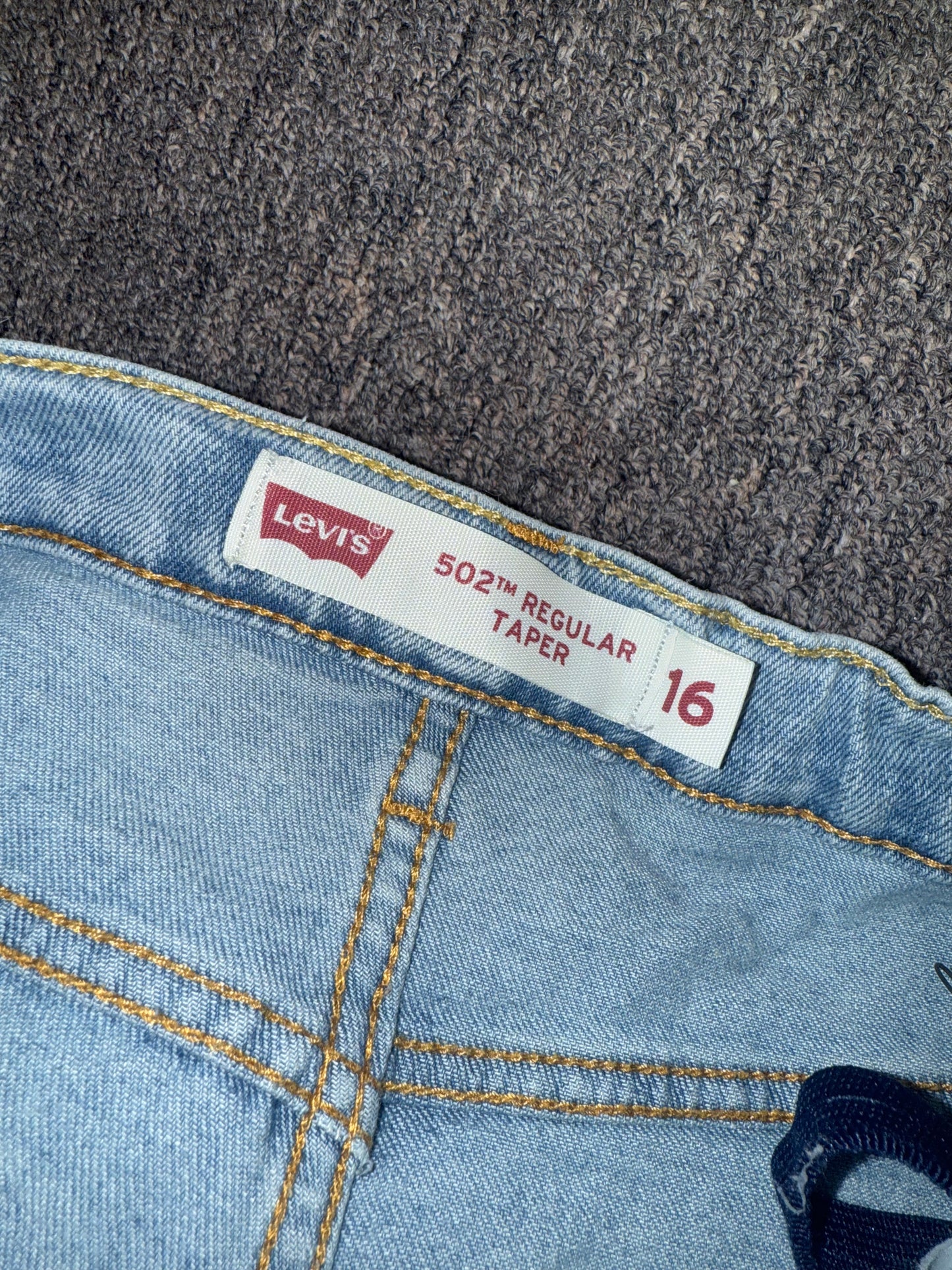 Levis (16) Light Wash Denim 502 Regular Taper Jeans with Adjustable Waist