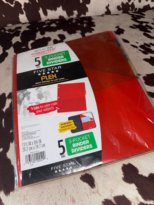 Brand New Red Folder with 5 Tabs & Note Cards