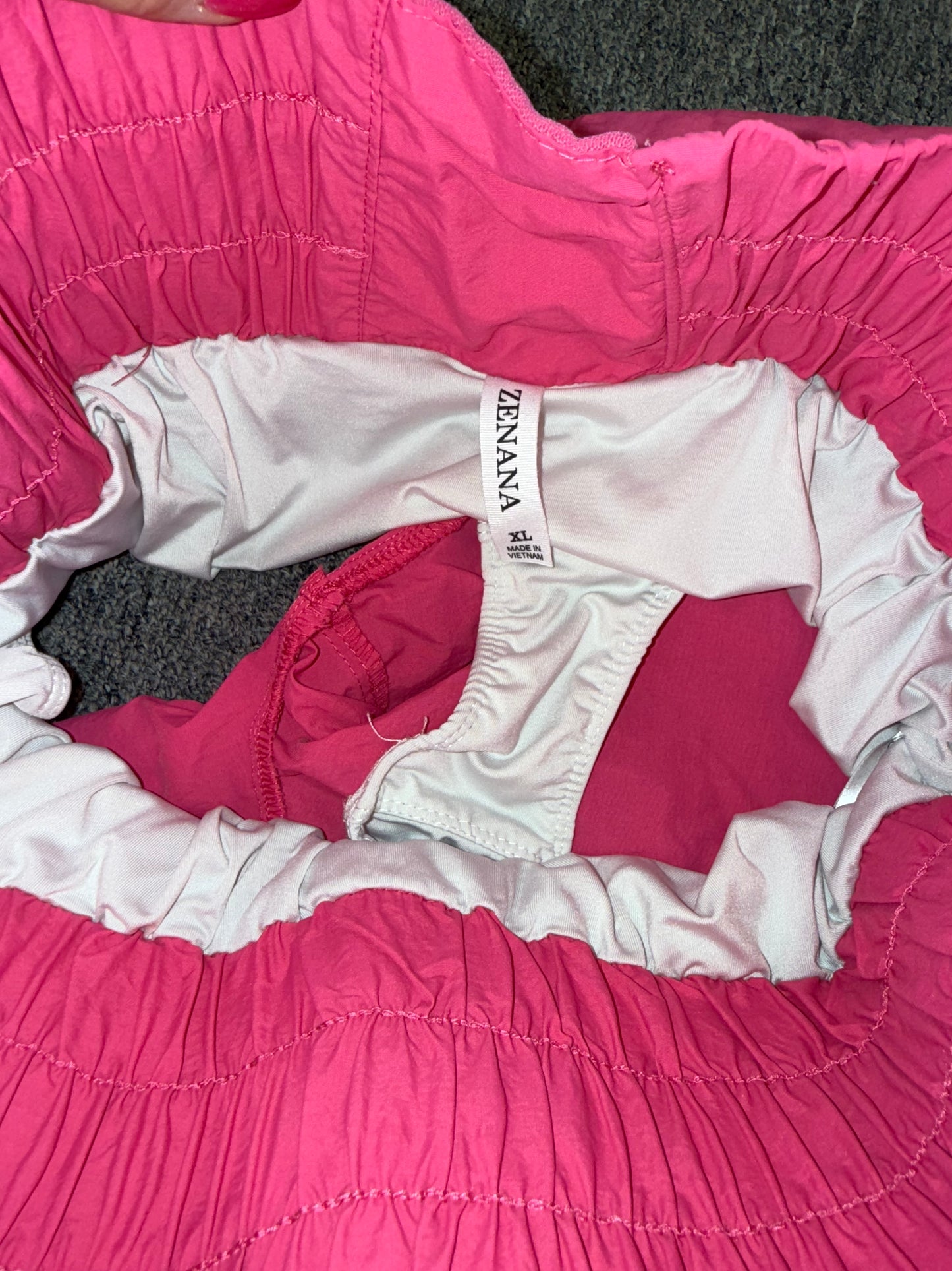 Zenana (XL) Hot Pink Windbreaker Shorts with Smocked Waist