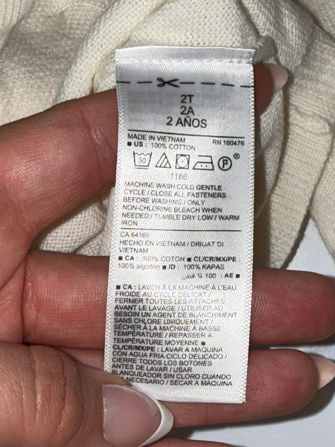 NWT Old Navy (2T) Brand New Cream Button Up Lightweight Cardigan