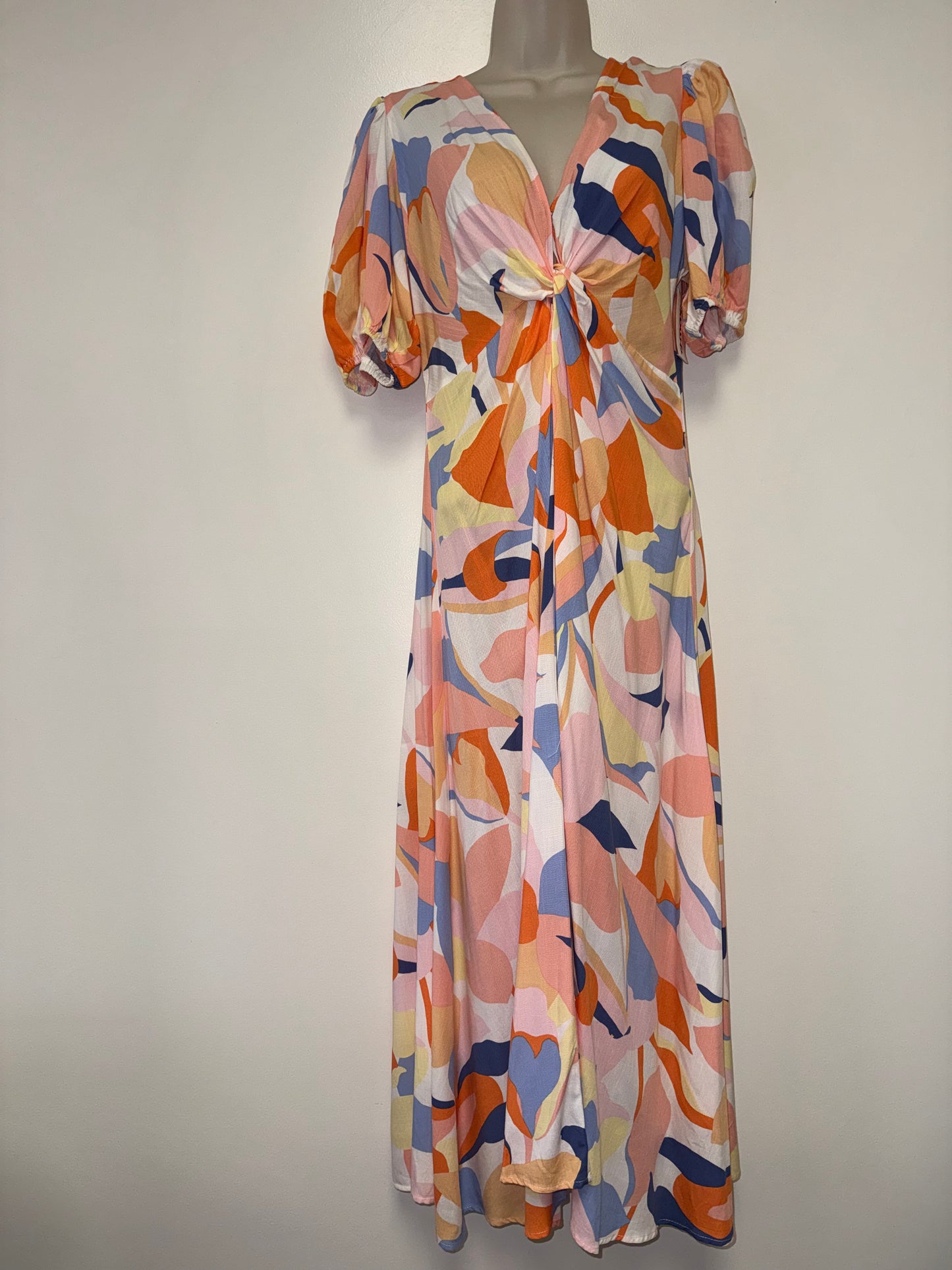 NWT White Closet Elements (Small) Brand New Colorful Abstract Maxi Flowy Dress