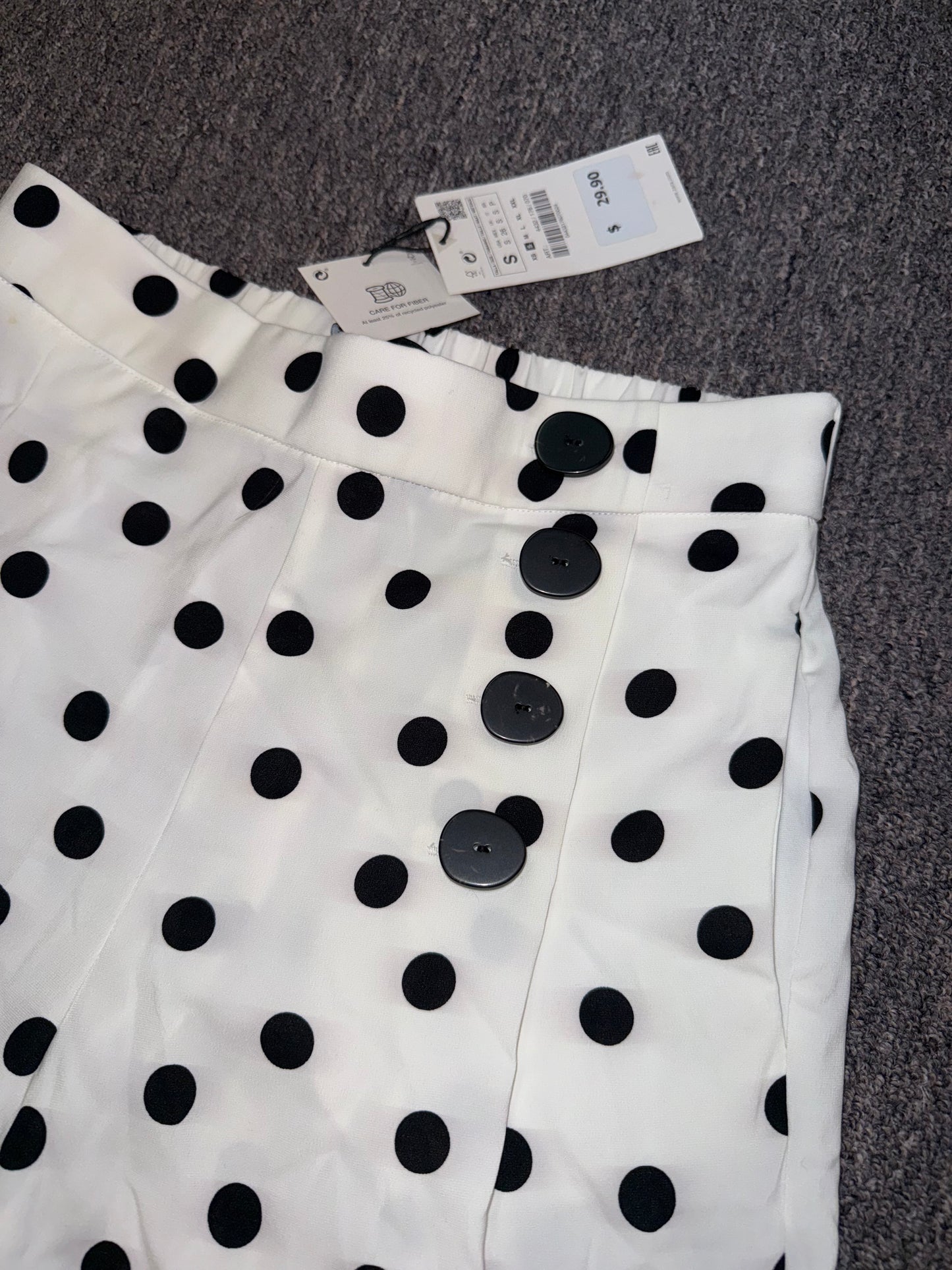 NWT Zara (Small) Brand New Black & White Polka Dotted Wide Leg Dress Pants