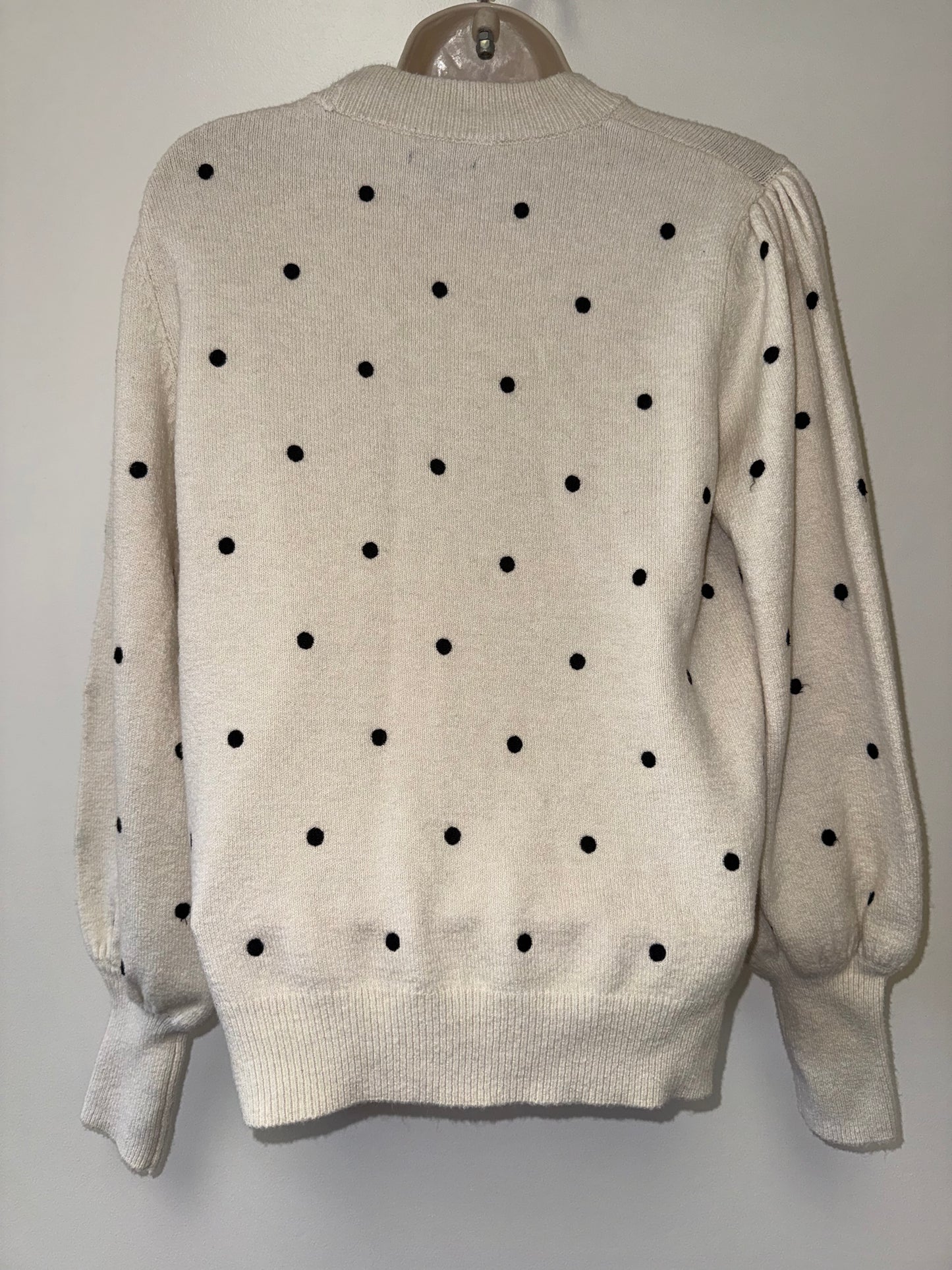 Who What Wear (Medium) Cream Neutral Polka Dot Sweater