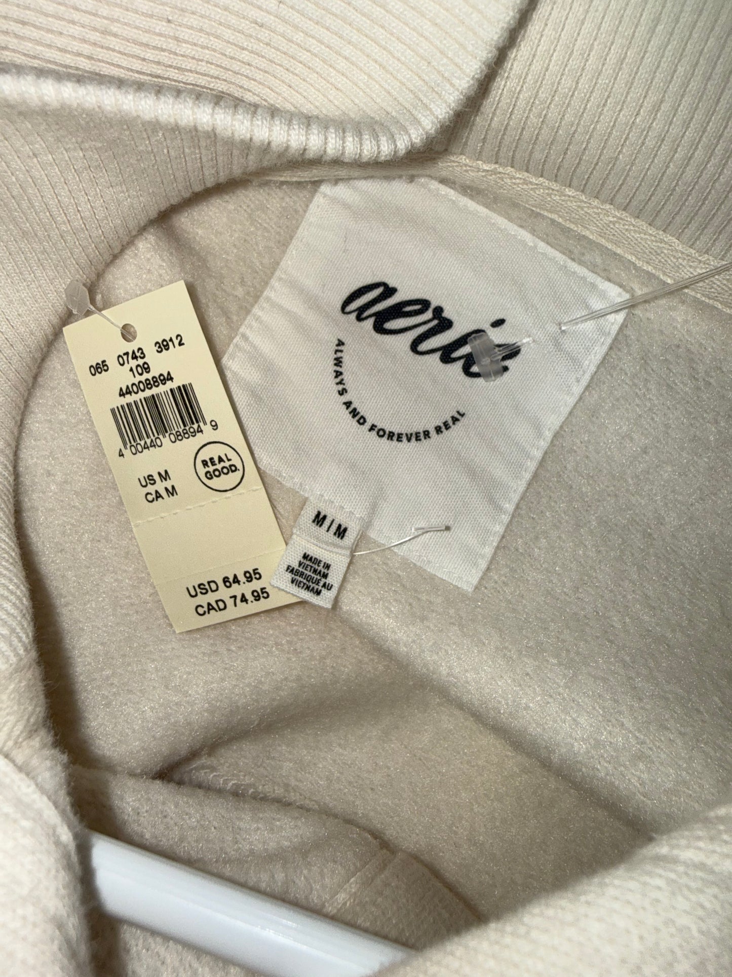 Aerie NWT Aerie (Medium) Brand New Cream 3/4 Button Collared Up Sweatshirt