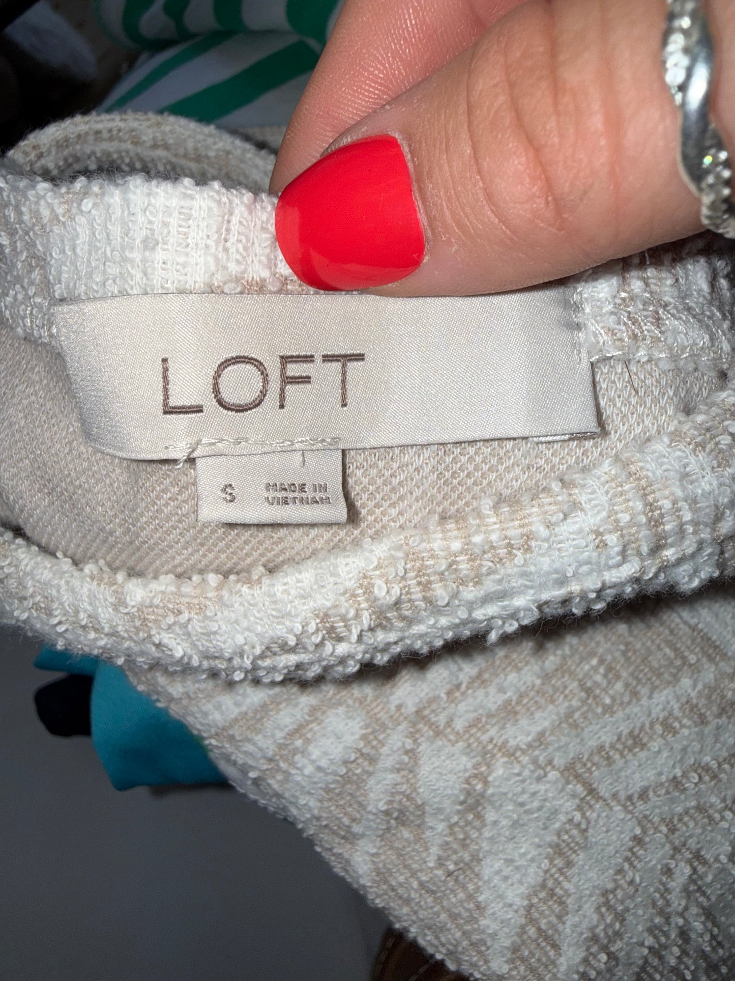 LOFT (Small) Cream/White Leaf Pattern Tank Top