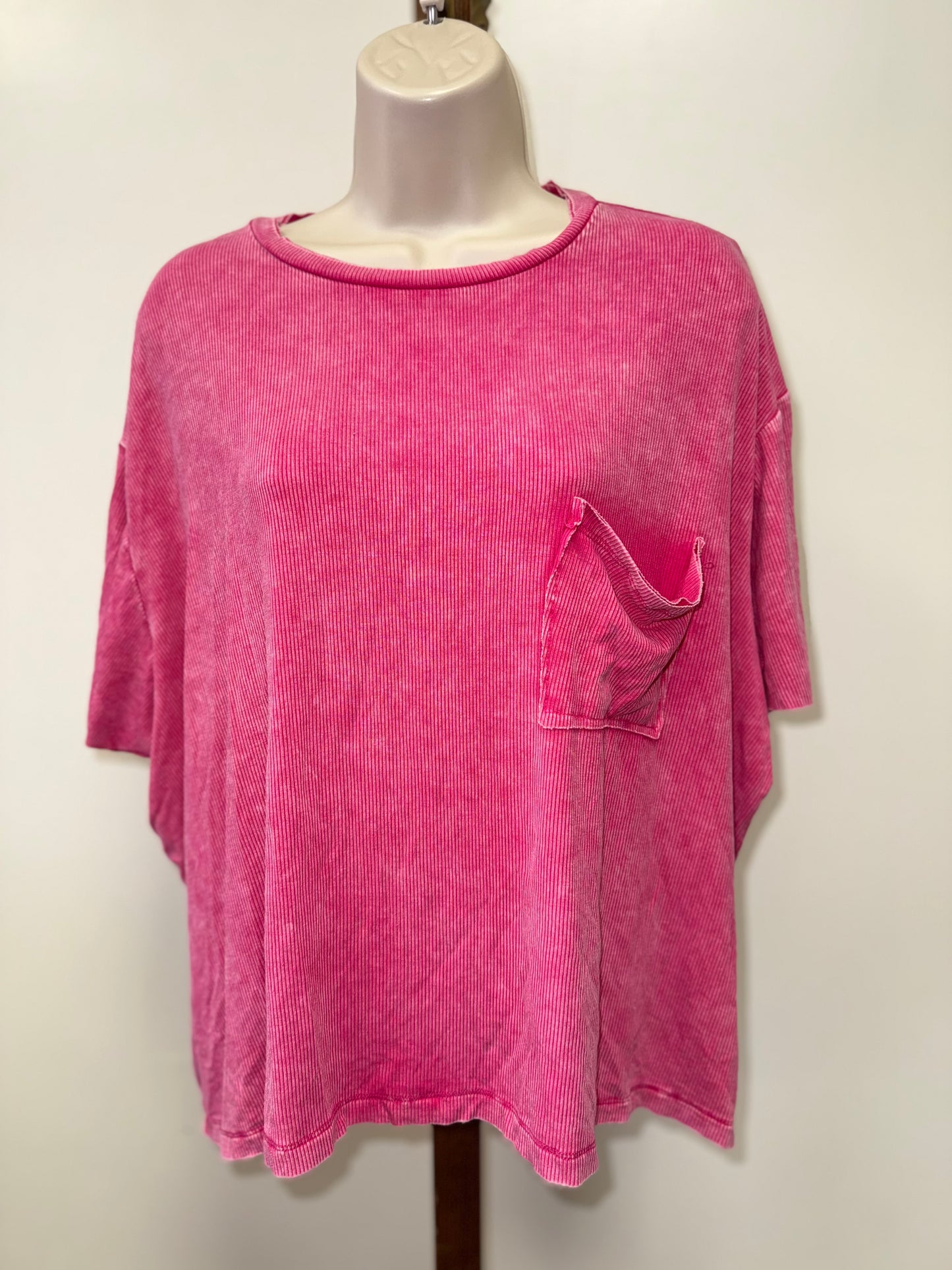 Zenana (Small//Medium) Hot Pink Ribbed Crop Top