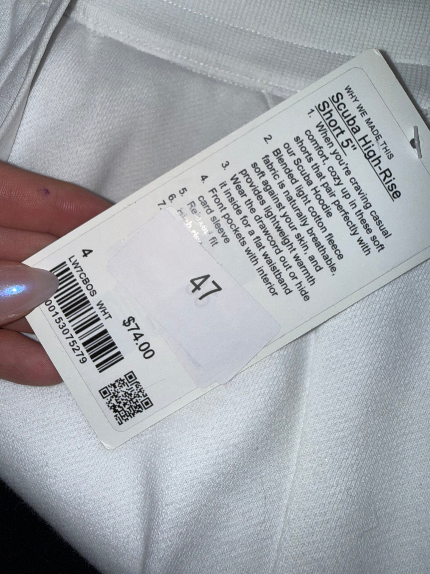 NWT Lululemon (4) Brand New White High Rise Scuba Sweat Shorts