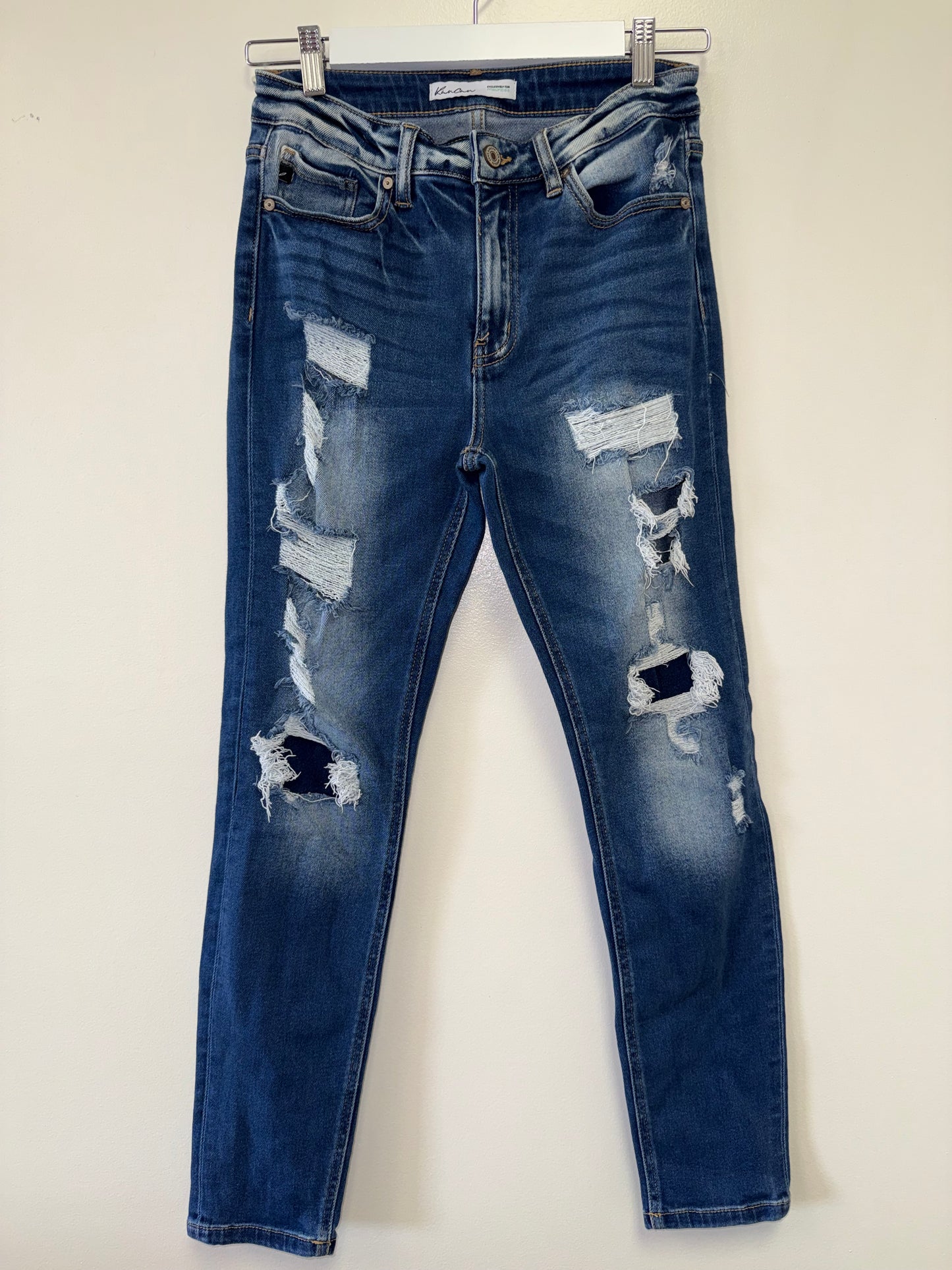 KanCan (28) Dark Blue Distressed Denim High Rise Skinny Jeans