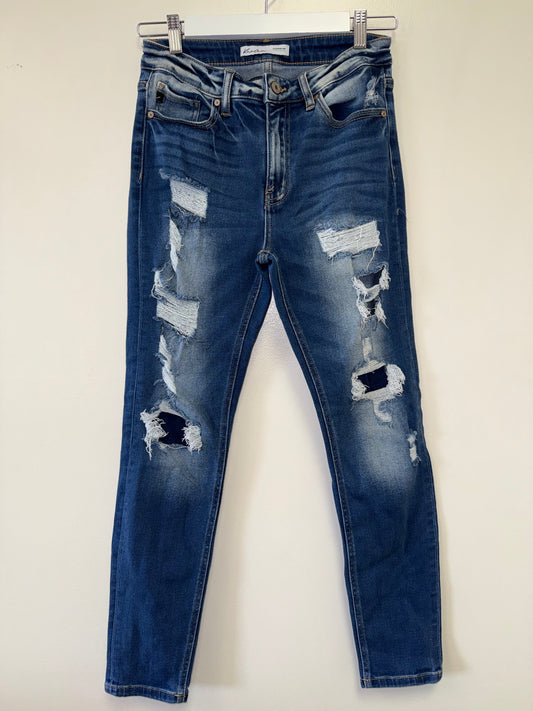 KanCan (28) Dark Blue Distressed Denim High Rise Skinny Jeans
