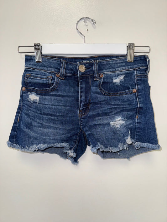 American Eagle (2) Distressed Denim Midi Jean Shorts with Next Level Stretch X