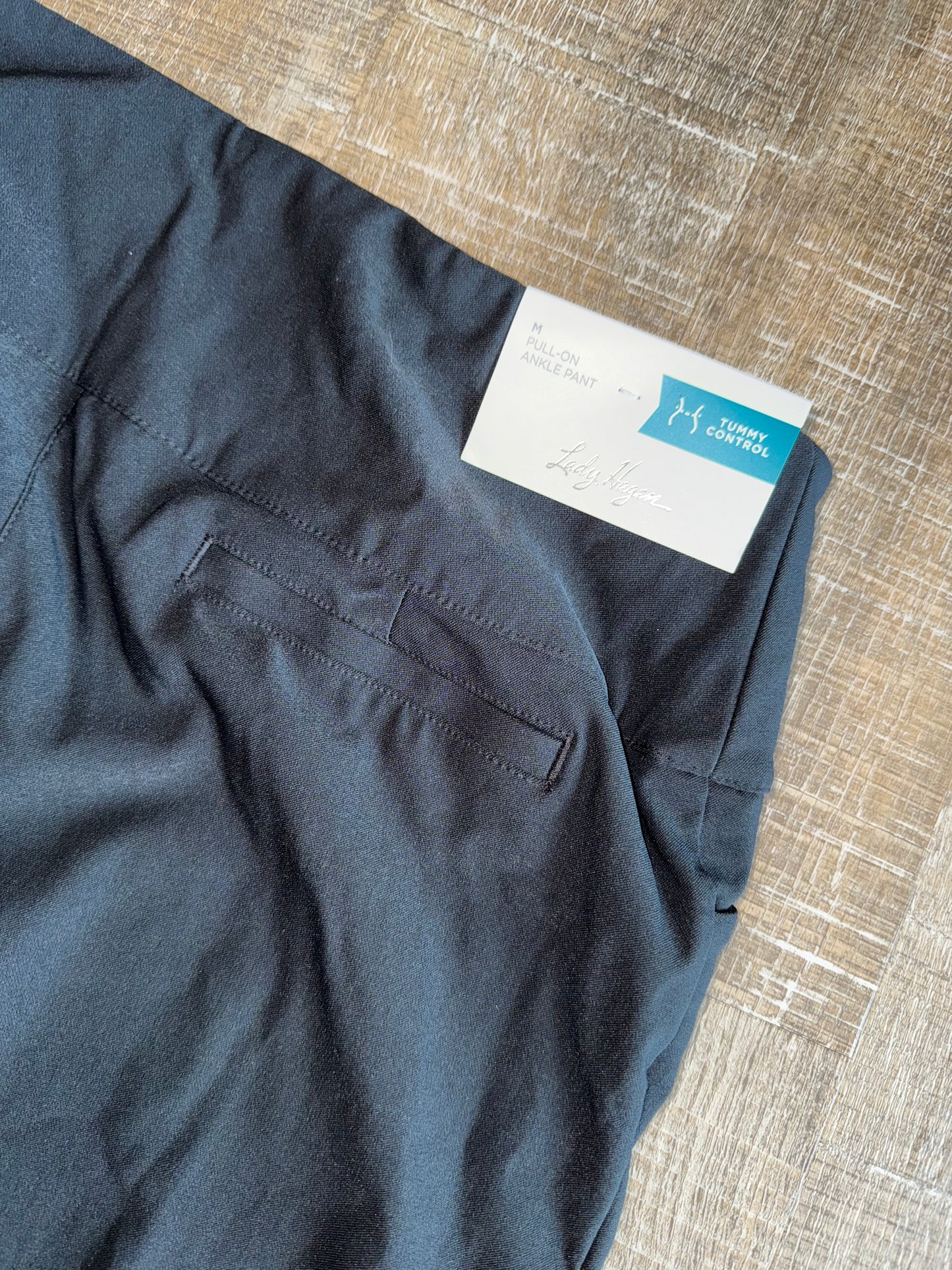 NWT Lady Hagen (Medium) Brand New Black Tummy Control Pull On Ankle Pants