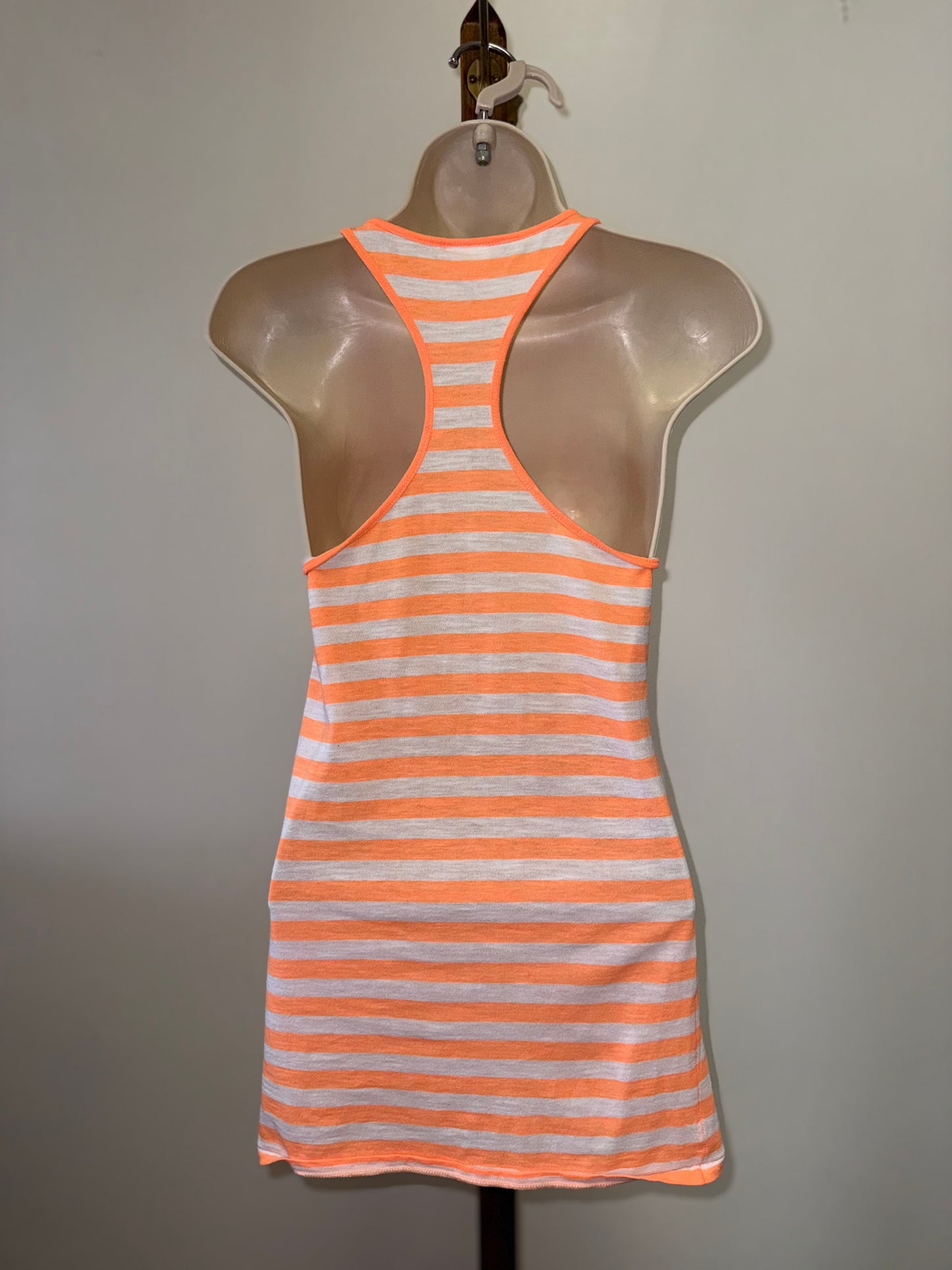 PINK Victoria's Secret (Small) Orange/Grey Striped Racerback Tank Top