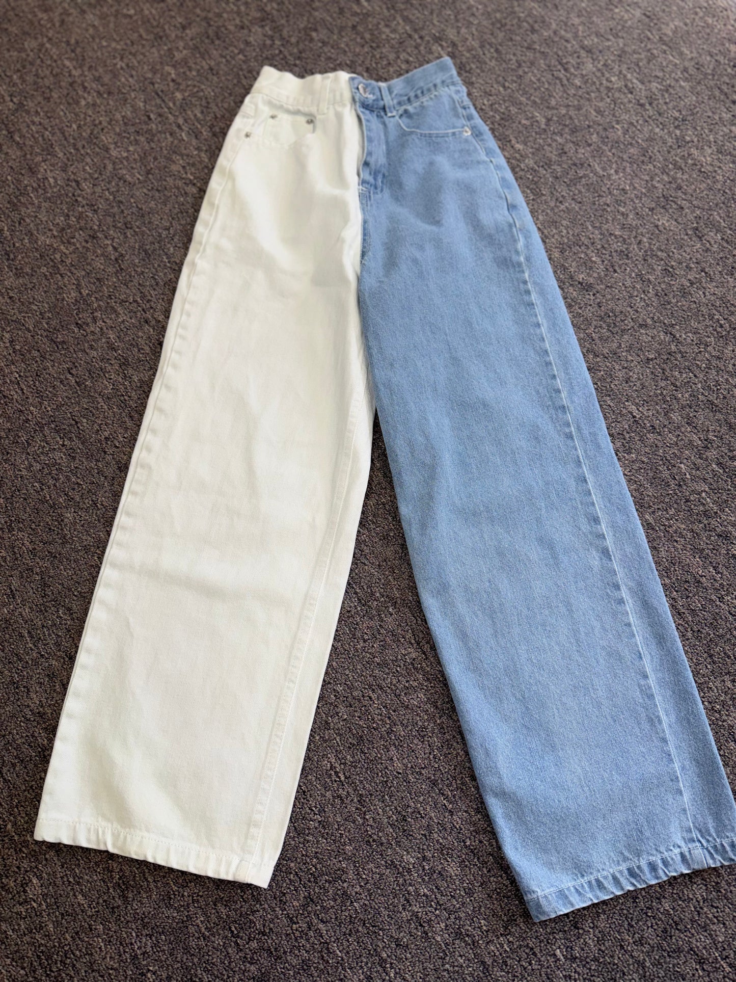 SHEKOU (Small) Blue and White Two Toned Denim Jeans