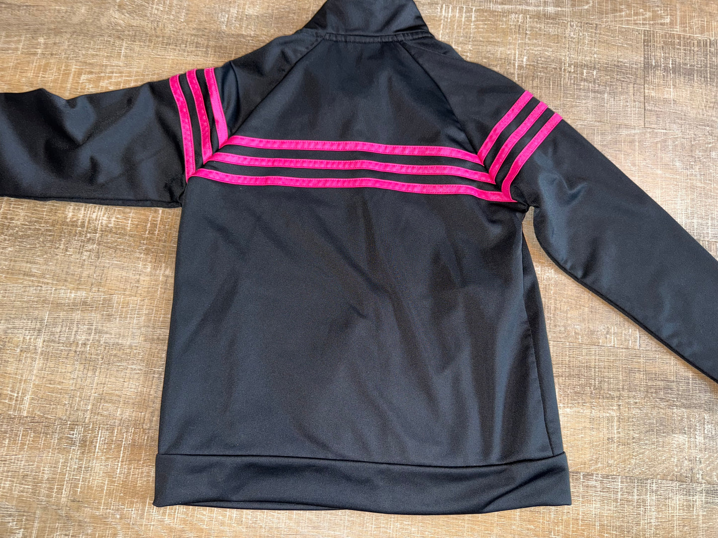 adidas (Kids Medium) Sporty Zip Up Black//Pink Jacket