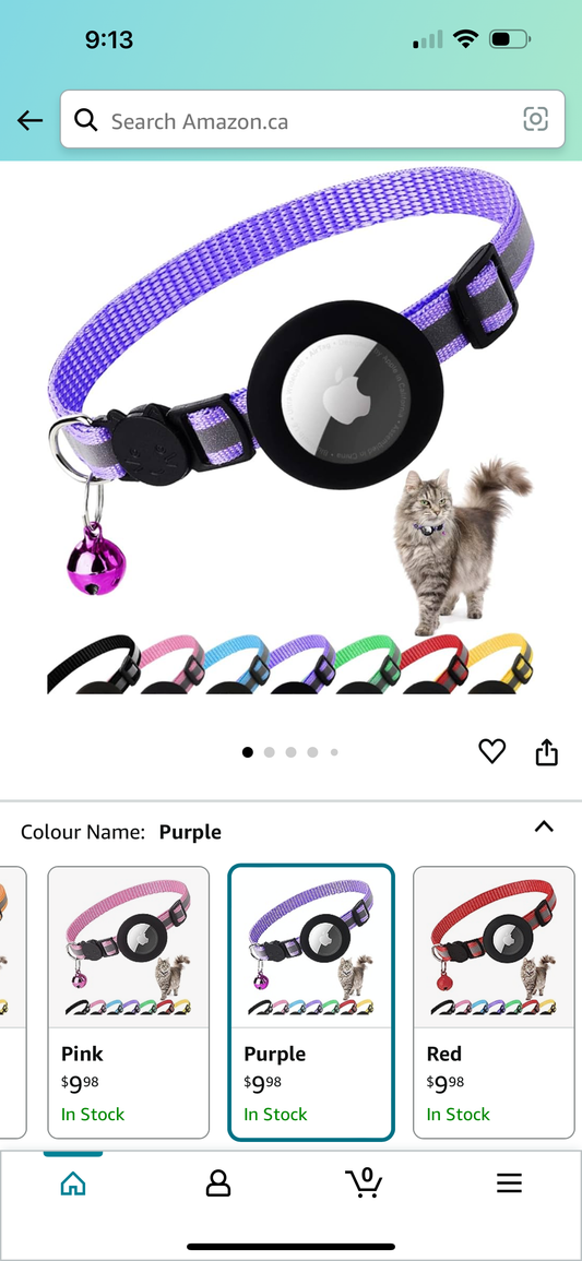 BRAND NEW Cat AirTag Purple Collar with Bell