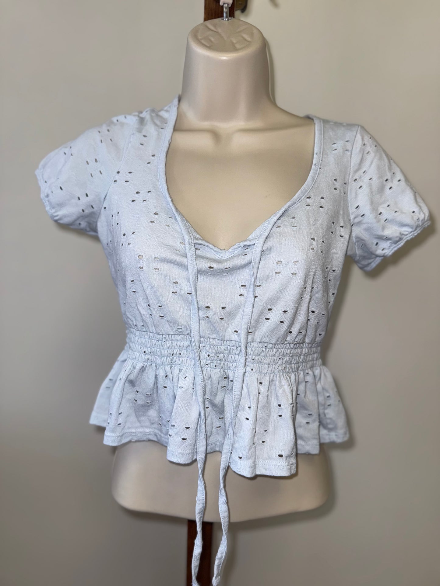 Arizona (XS) Light Blue V-Neck Crop Top