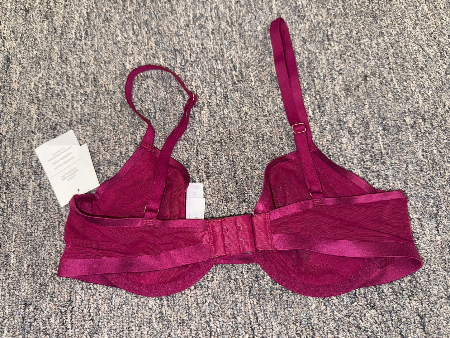 NWT Auden (32B) Brand New Maroon Sheer Demi Bra
