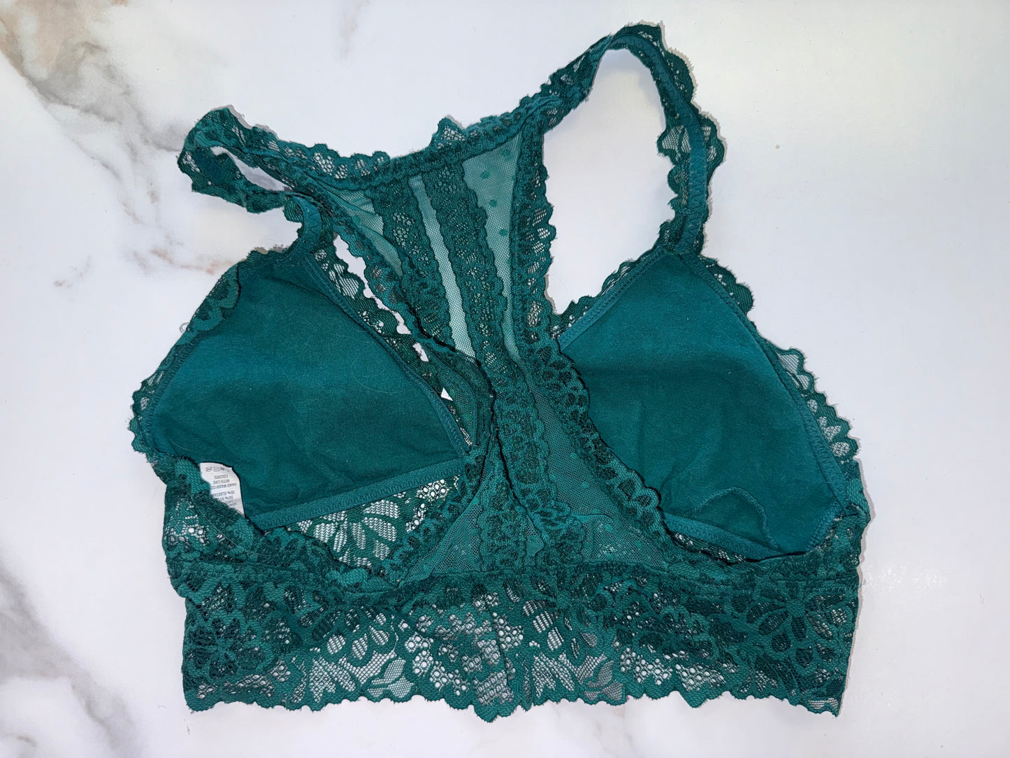 aerie (Medium) Green Floral Lace Racerback Bralette