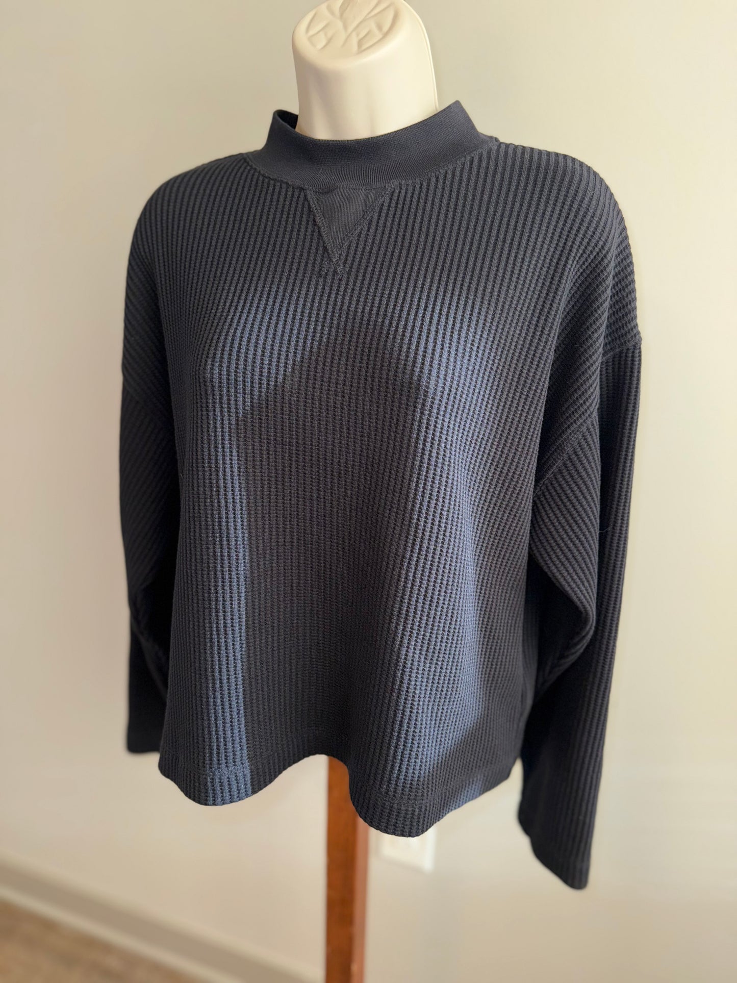 Gap (Large) Black Waffle Knit Long Sleeve with High Neck
