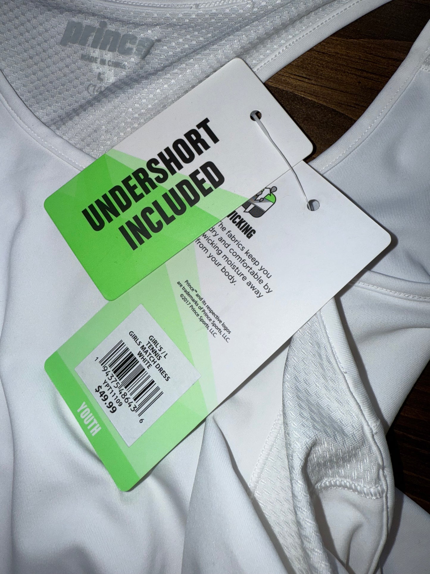 NWT Prince (Girls Large) Brand New White Midi Tank Dress with Undershort
