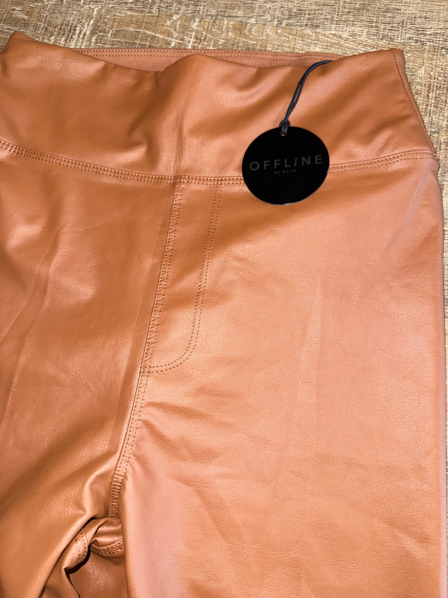 NWT Offline by Aerie (Small) Brand New Brown Faux Leather Legging Pants