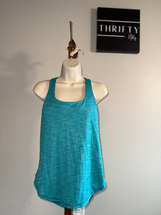 lululemon (6) Teal//Black Tank Top with Open Back and Built in Sports Bra