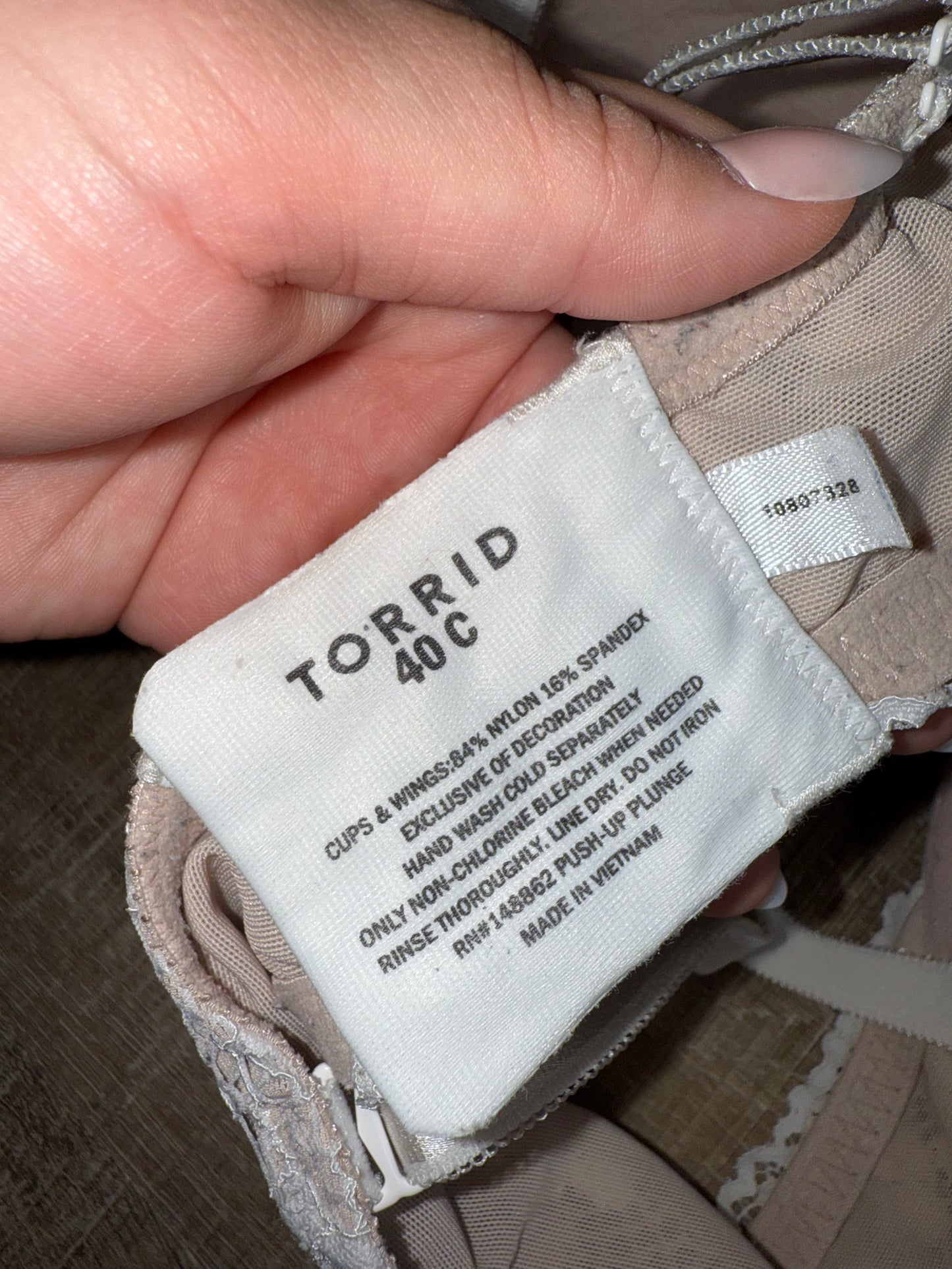 Torrid Curve (40C) Tan//White Lace Bra