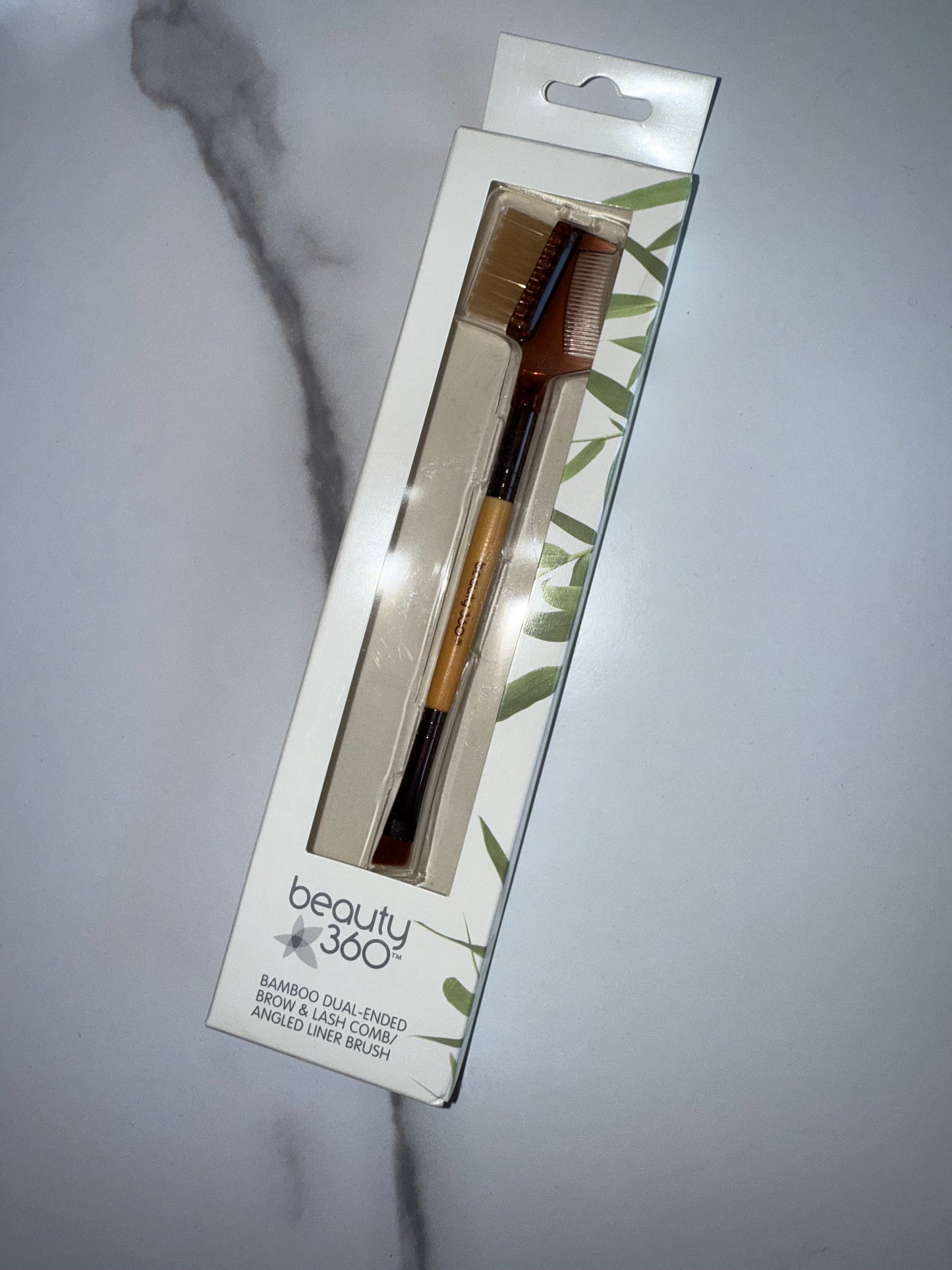 BRAND NEW Beauty 360 Bamboo Dual Ended Brow & Lash Comb/Angled Liner Brush
