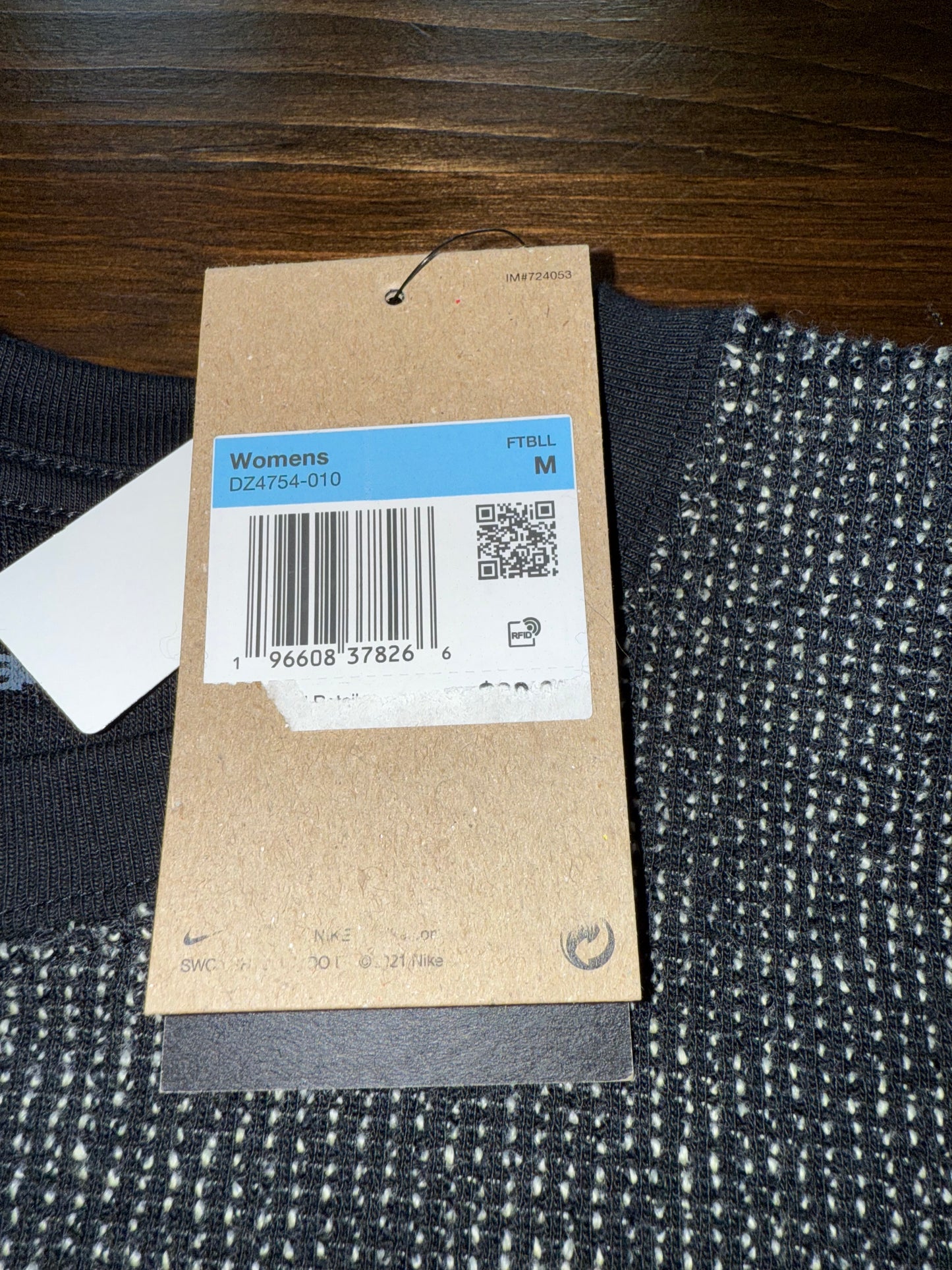 NWT Nike Yoga (Medium) Brand New Black/Grey Knit Cropped Crewneck Sweatshirt