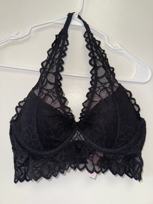 PINK Victoria's Secret (Small) Black Lace Halter Neck Bralette