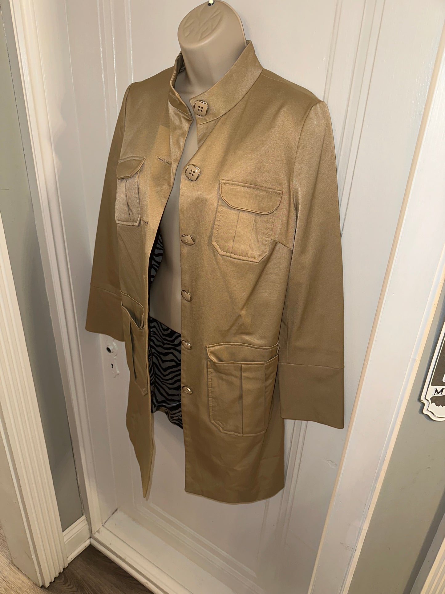 Dana Buchman (XS) Tan Button Up Trench Coat