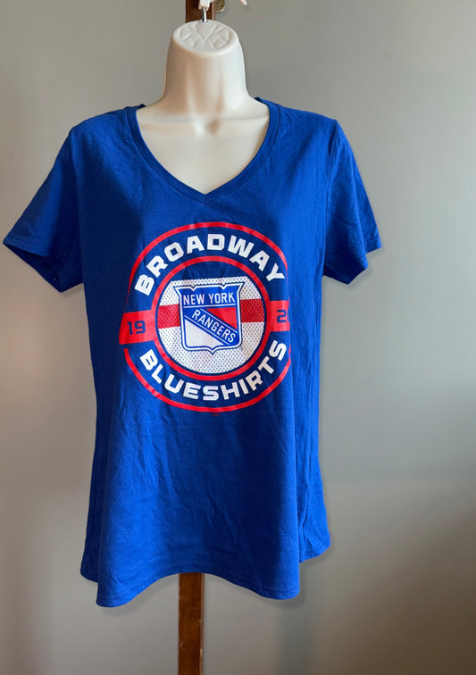 Fanatics (Medium) Blue New York Rangers V-Neck T-Shirt