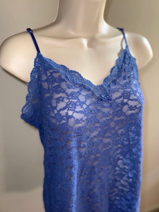 Victoria's Secret (Large) Blue Lace Chemise Slip