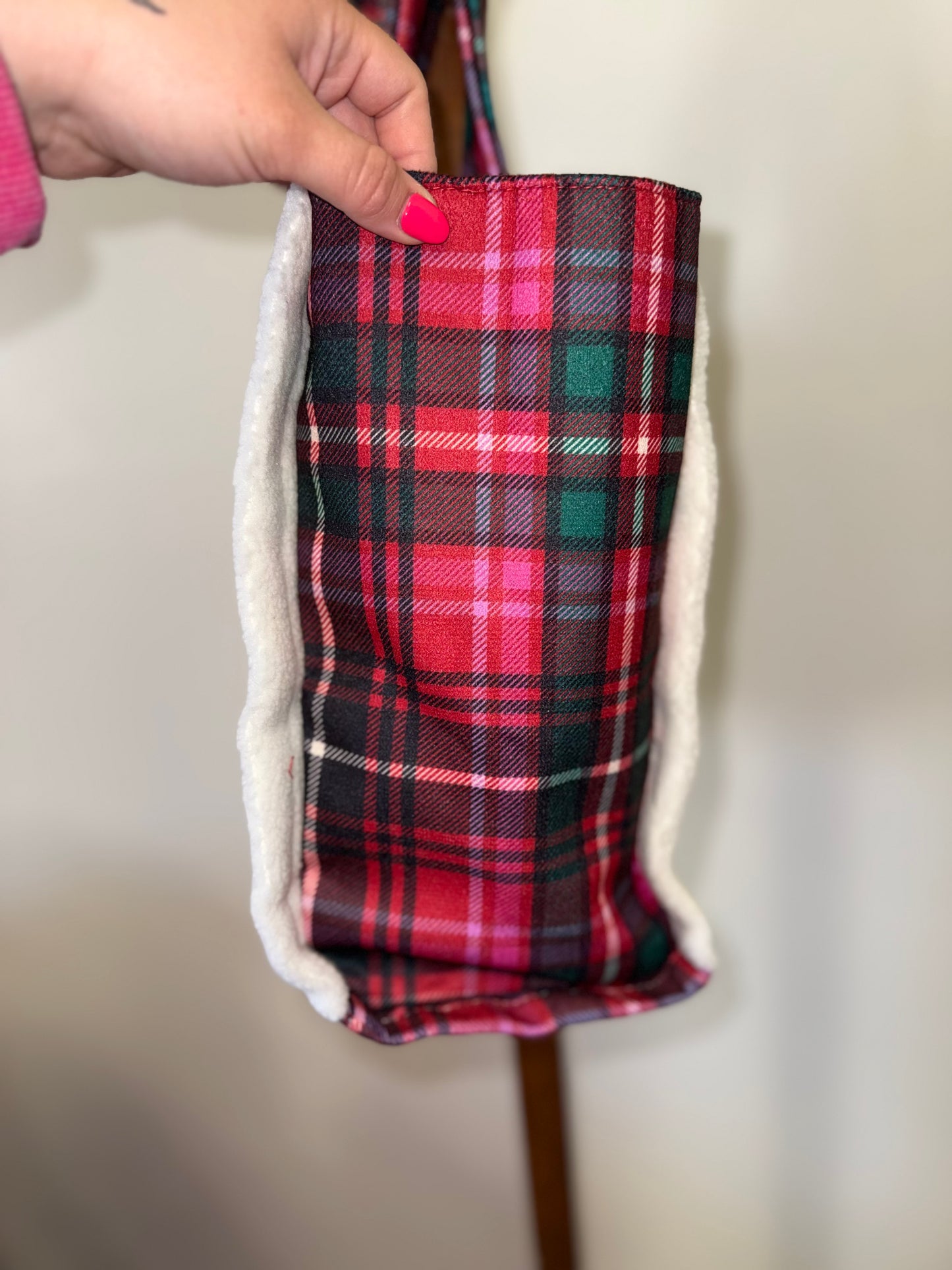 Victoria's Secret Plaid Tote Bag with Sherpa Detail