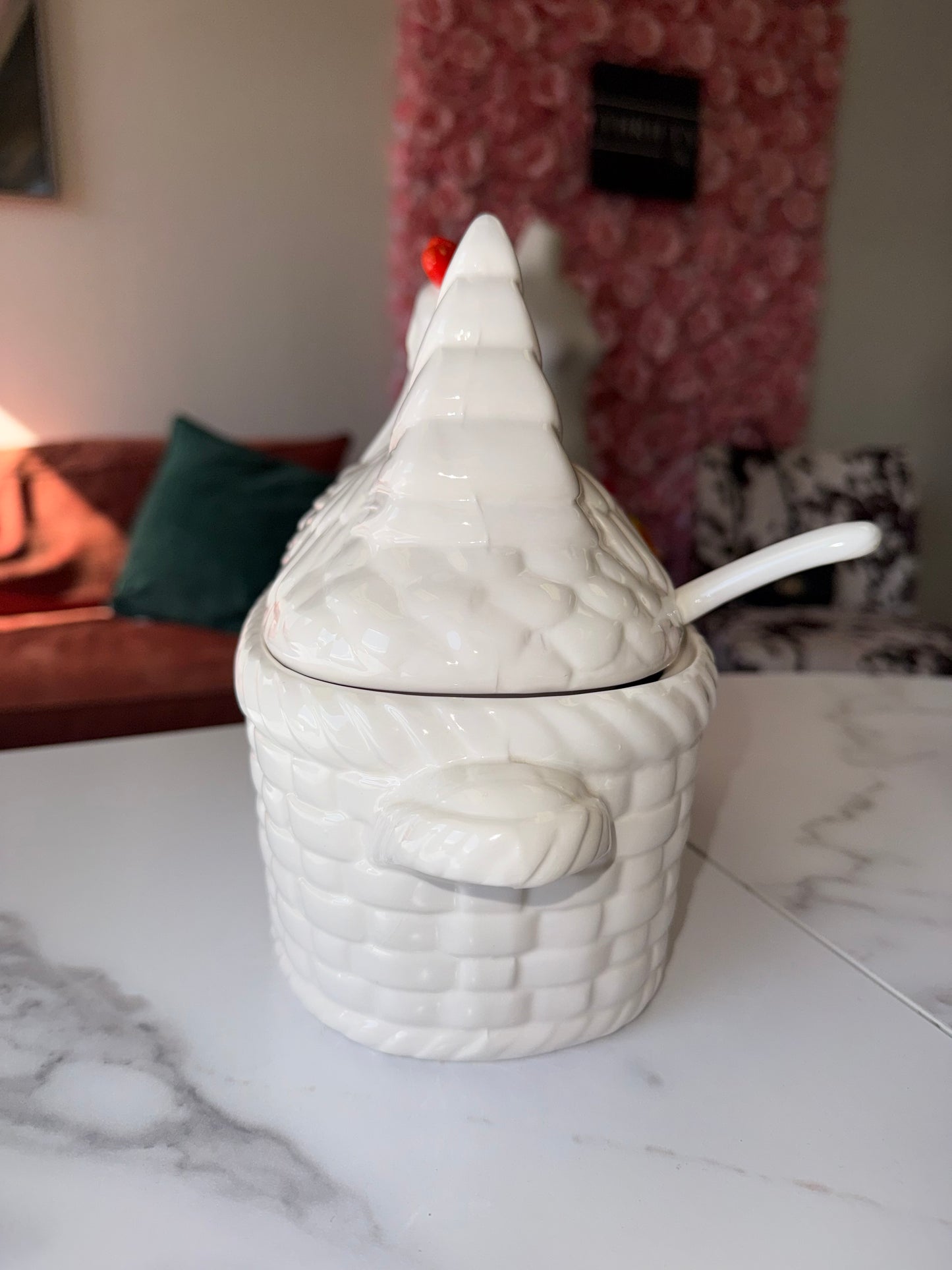 Vintage Nesting Hen Soup Dish with Lid and Ladle