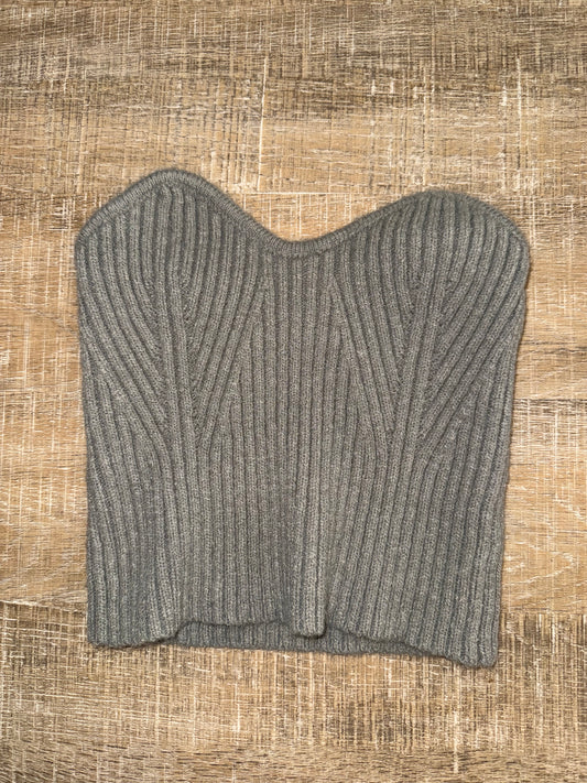 HYFVE (Medium) Light Green Ribbed Cropped Sleeveless Sweater