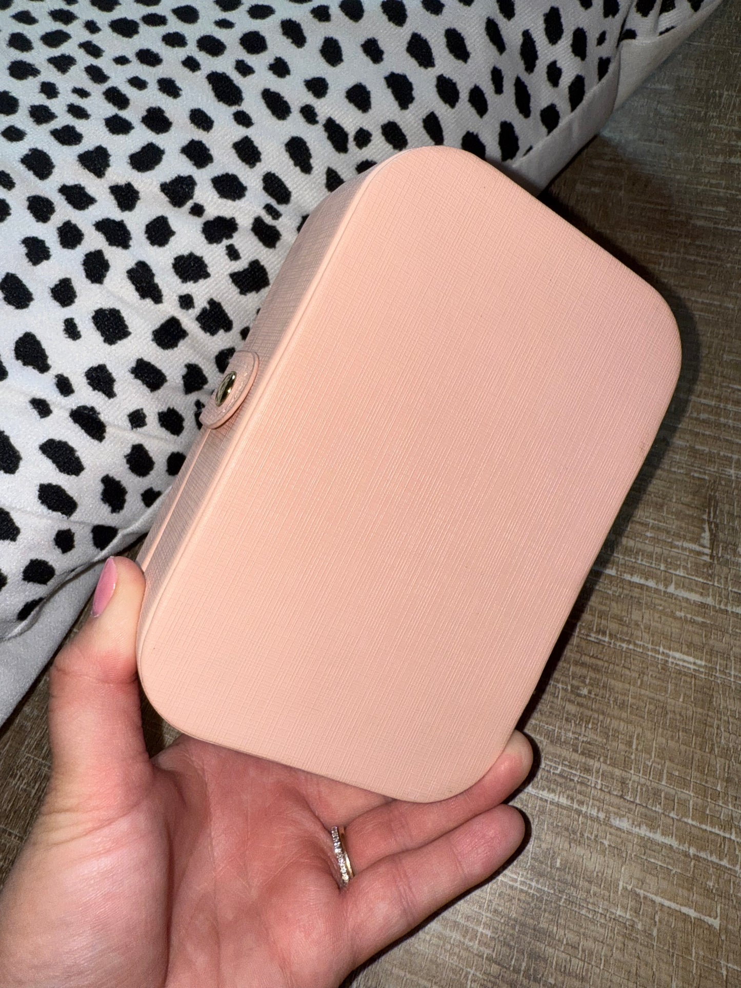 Pink Faux Leather Travel Jewelry Box