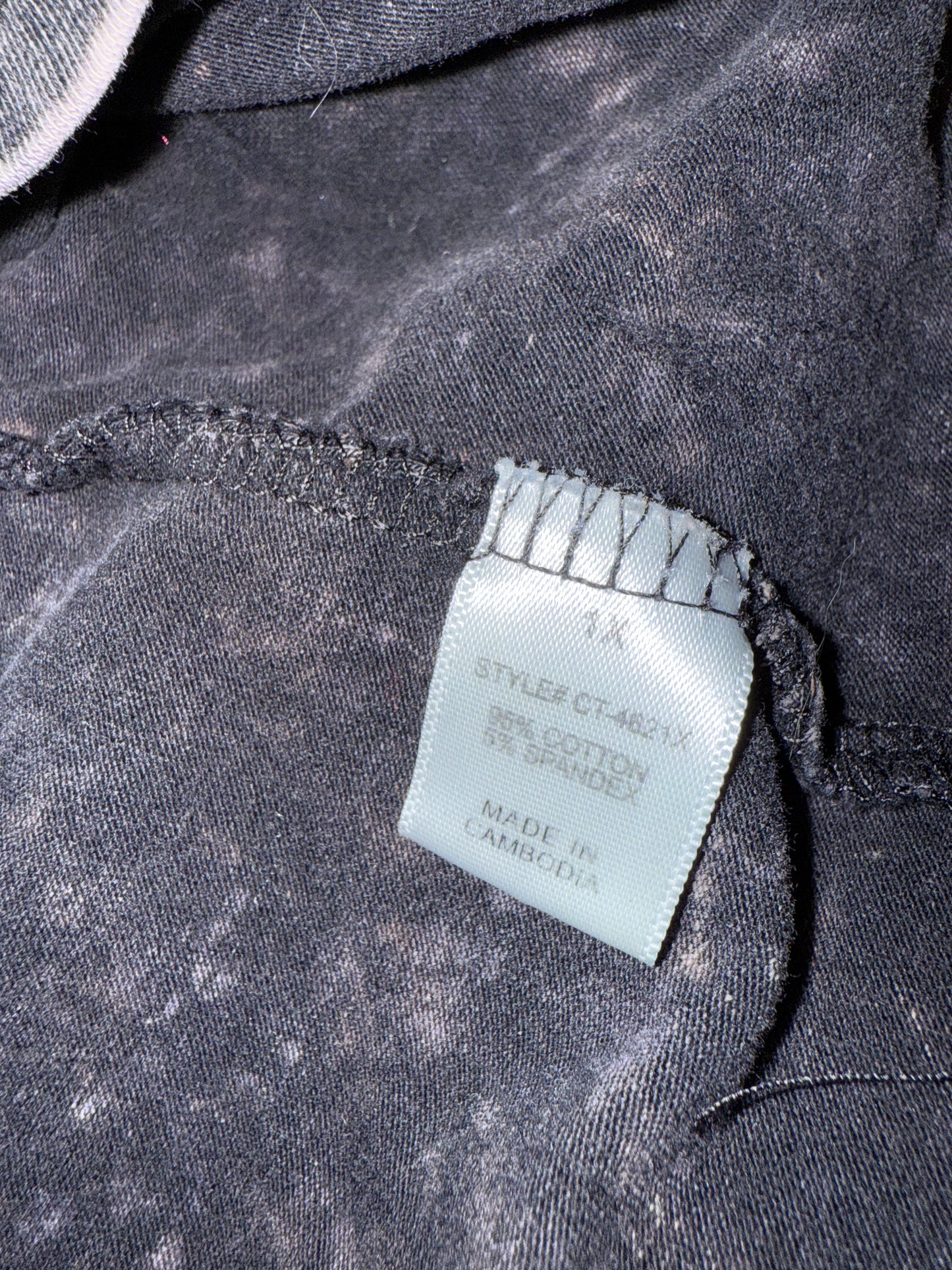 Zenana Outfitters (1X) Black//Grey Acid Wash Pattern Long Sleeve