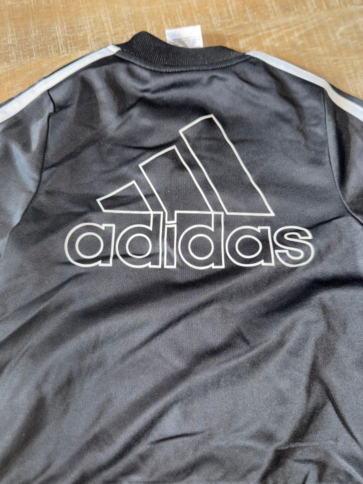 adidas (3T) Black Zip Up Jacket with Large Logo Back