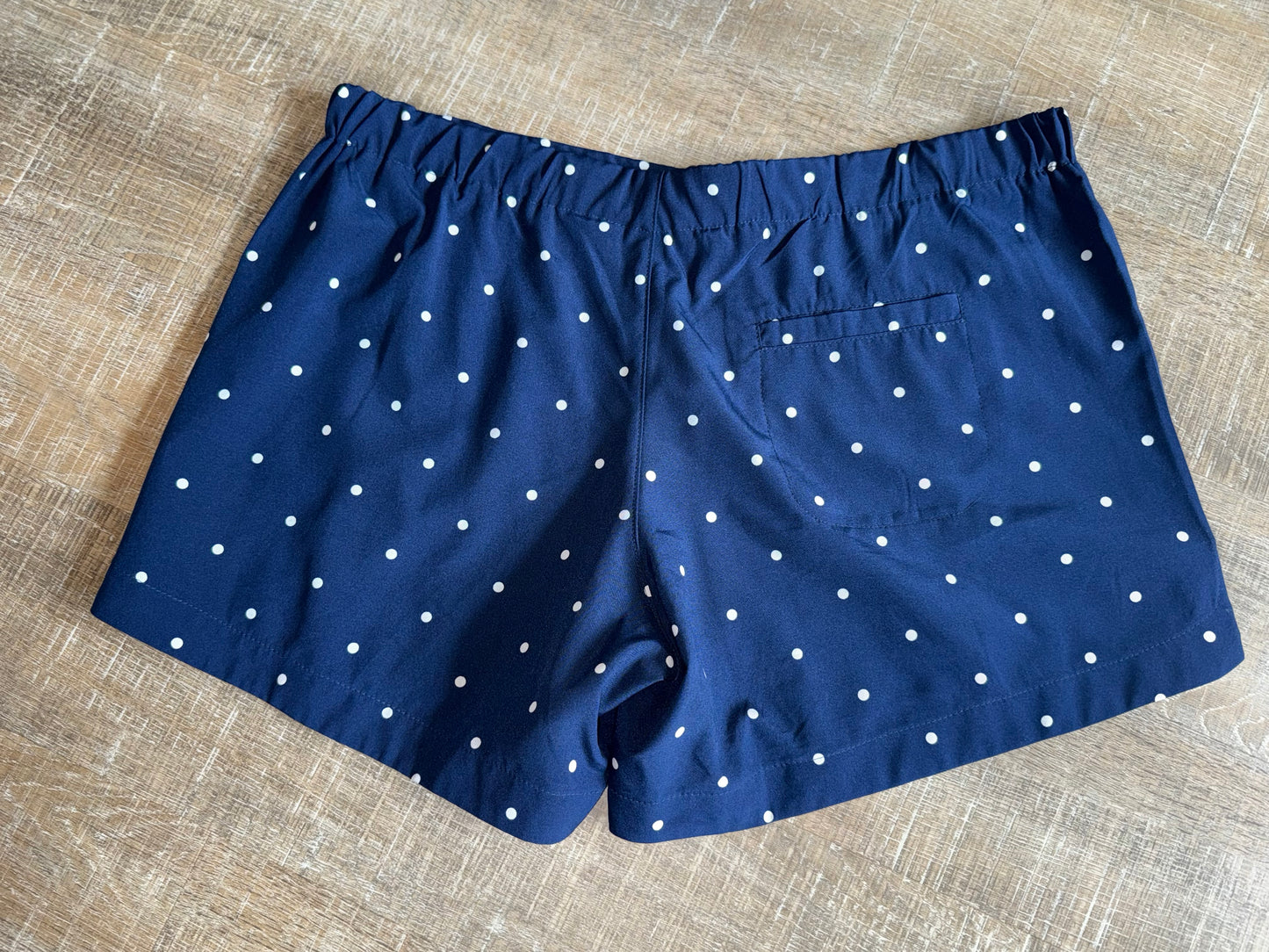Duffield Lane (Medium) Navy Blue Lightweight Shorts with White Polka Dots