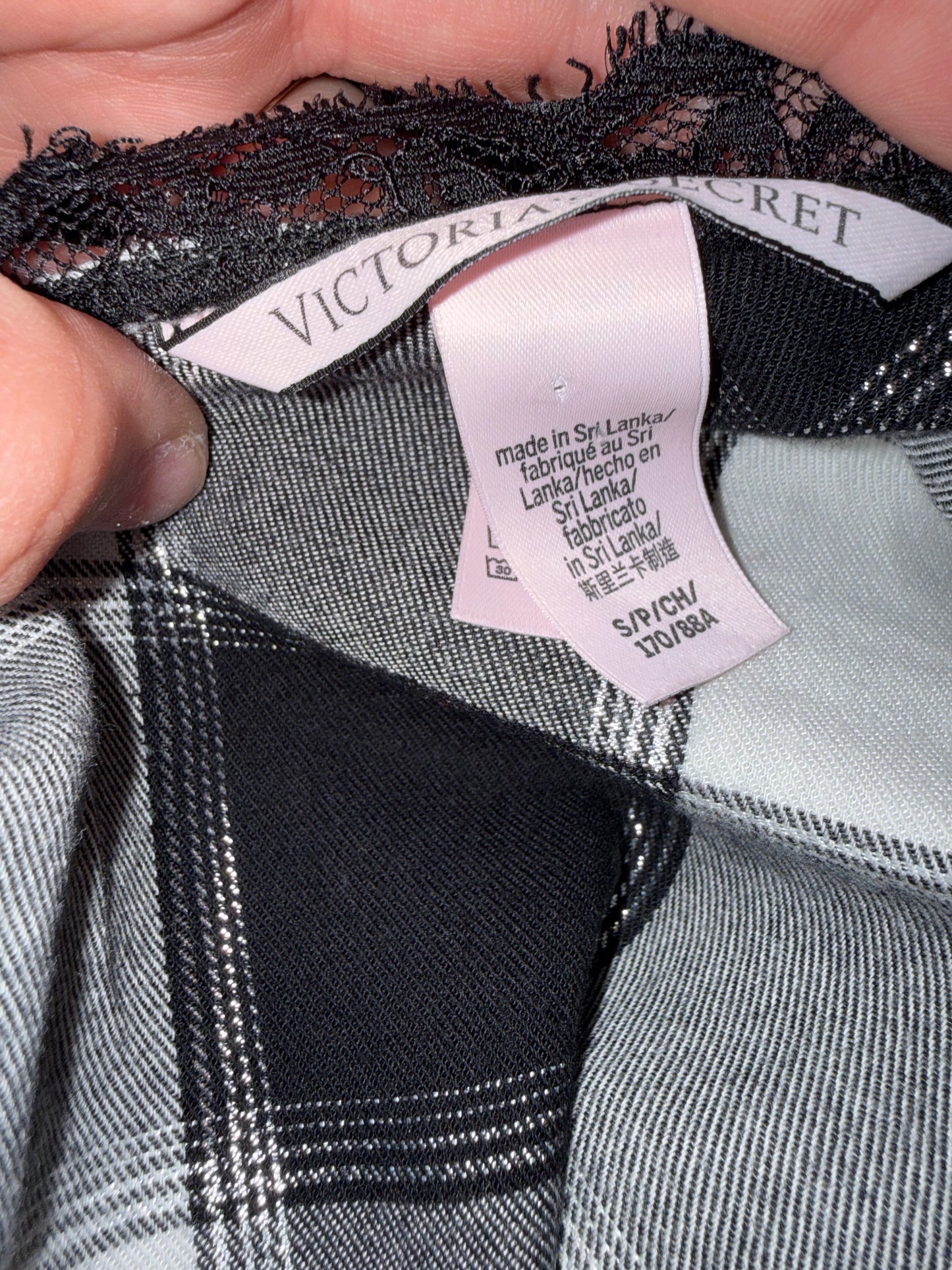 Victoria's Secret (XS) Black/White Metallic Plaid Sleepwear Tank Top
