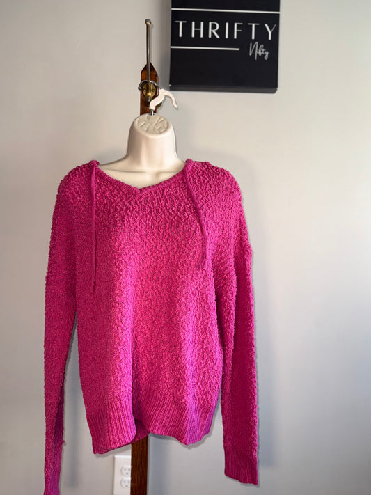 NWT Maurices (Medium) Brand New Hot Pink Fuzzy Knit Hooded Sweater