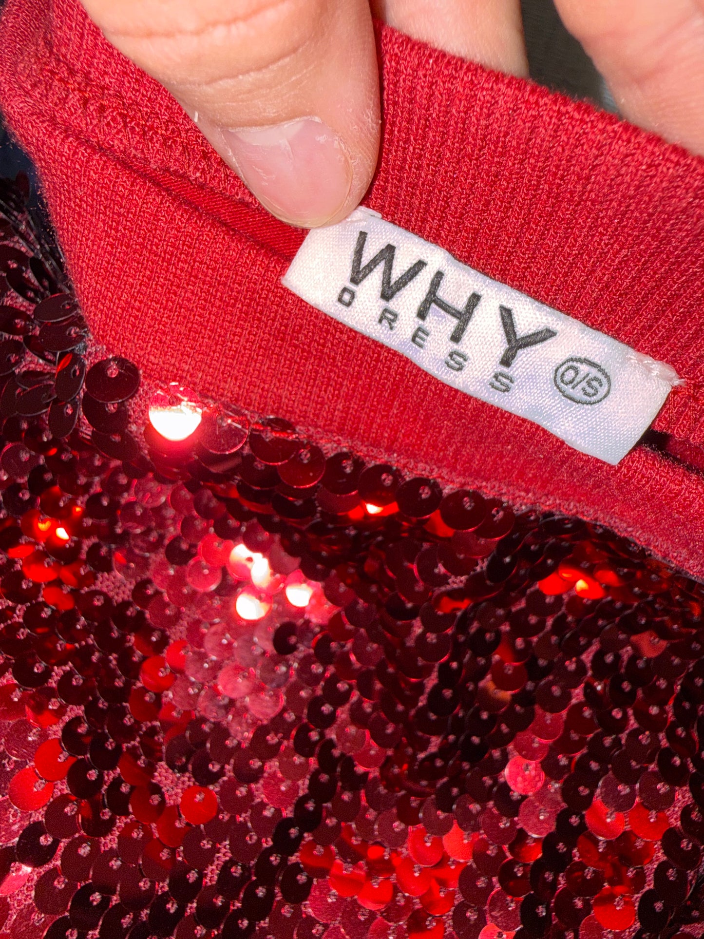 WHY Dress (OS) Red & White Short Sleeve Sequin '00' Football Jersey Dress