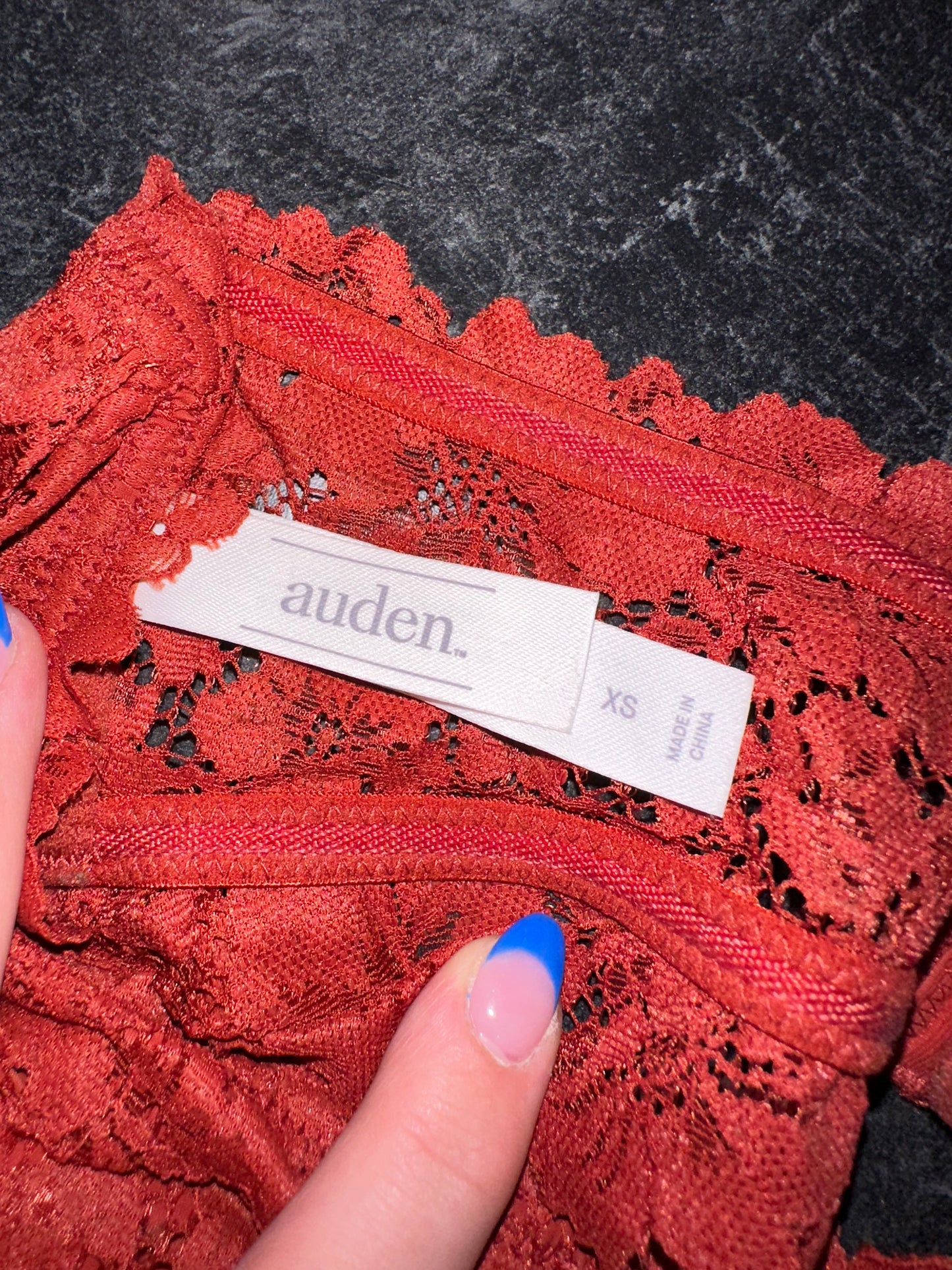 Auden (XS) Burnt Orange Lace Strapless Bra