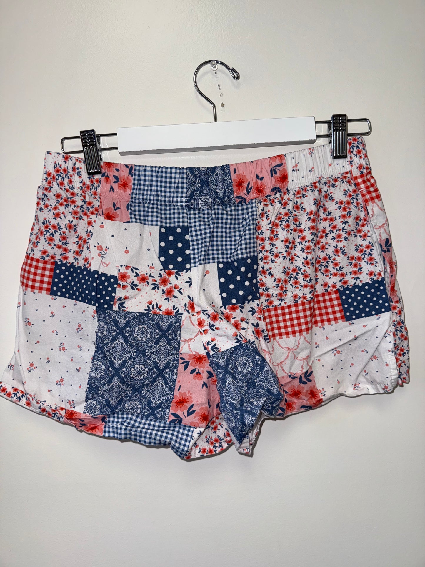 Zoe + Liv (Medium) Colorful Patchwork Pattern Cotton Lounge Shorts
