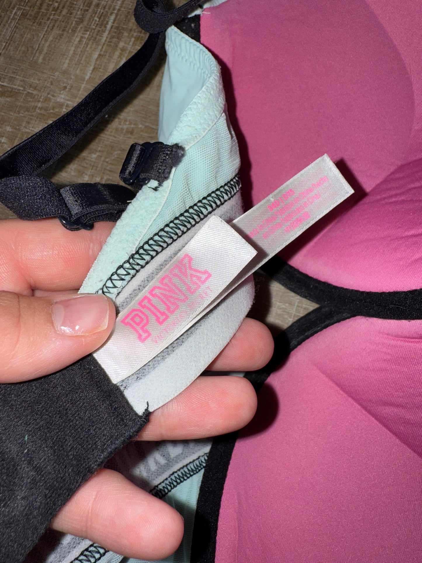 PINK Victoria's Secret (34D) Blue Wear Everywhere Super Push Up Bra