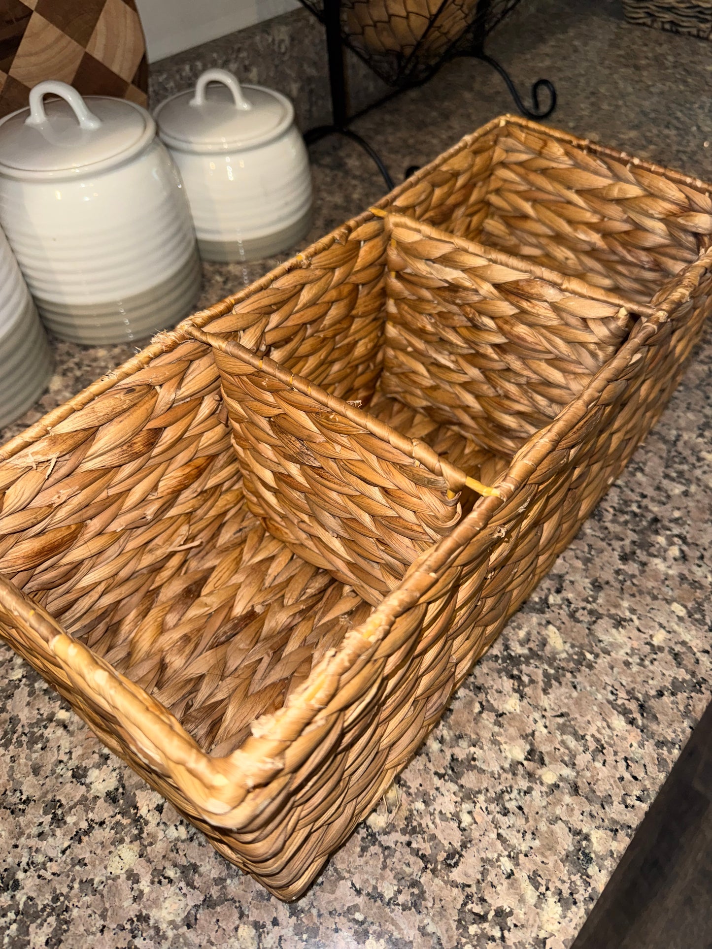 3 Compartment Wicker Storage Basket