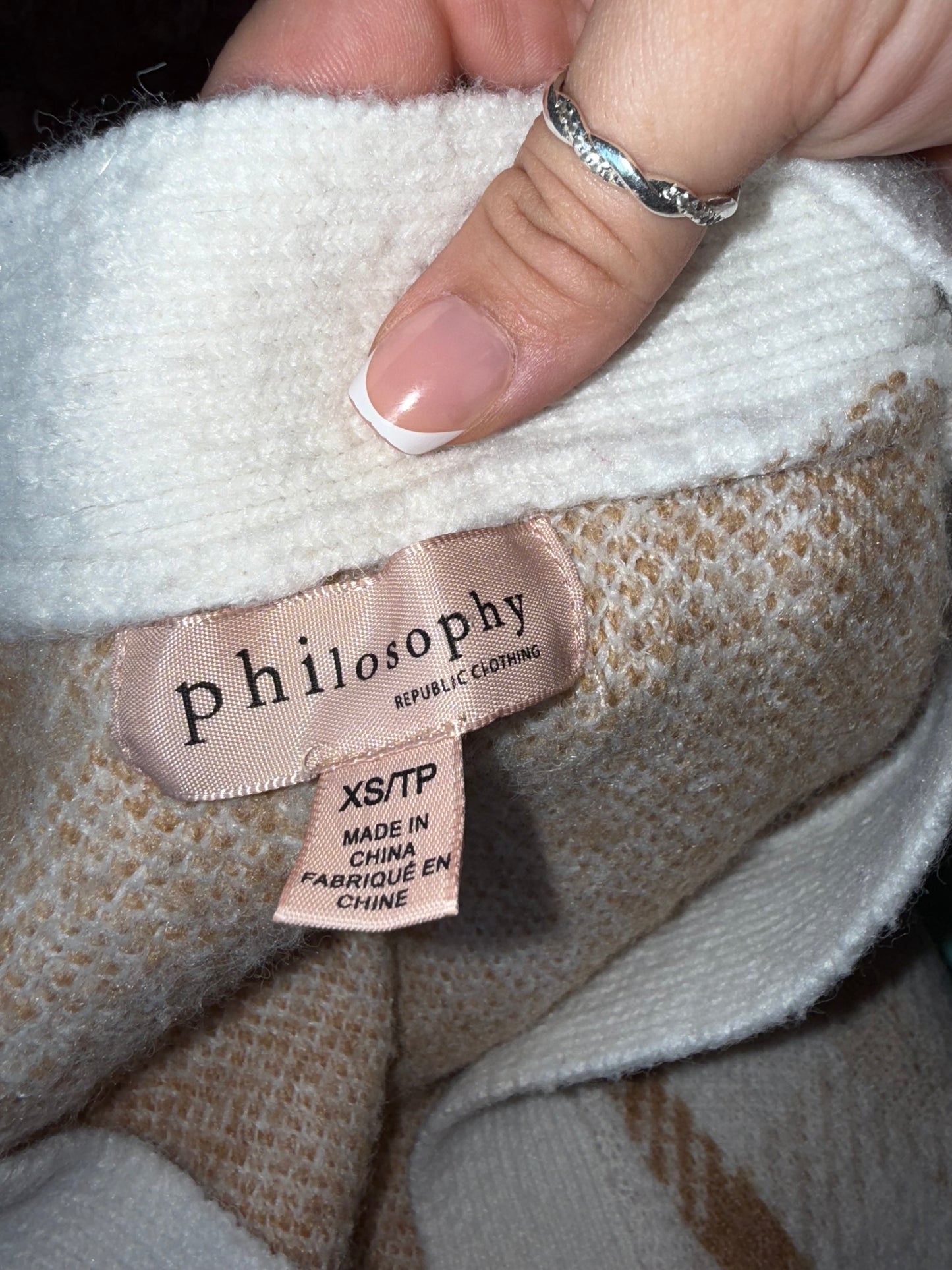 Philosophy (XS) Neutral Plaid Sweater Cardigan